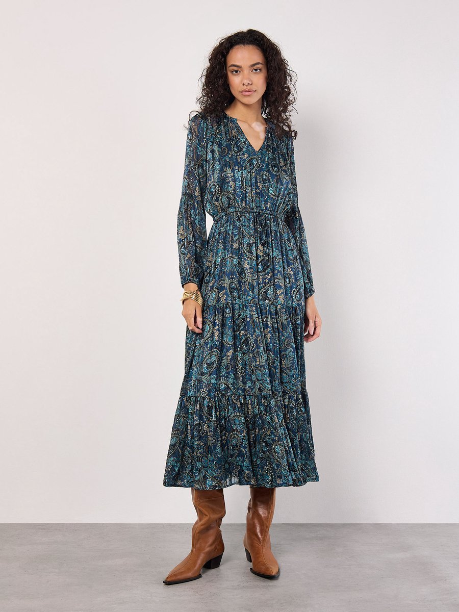 Paisley-jurk met glitters (mid-axlengte)