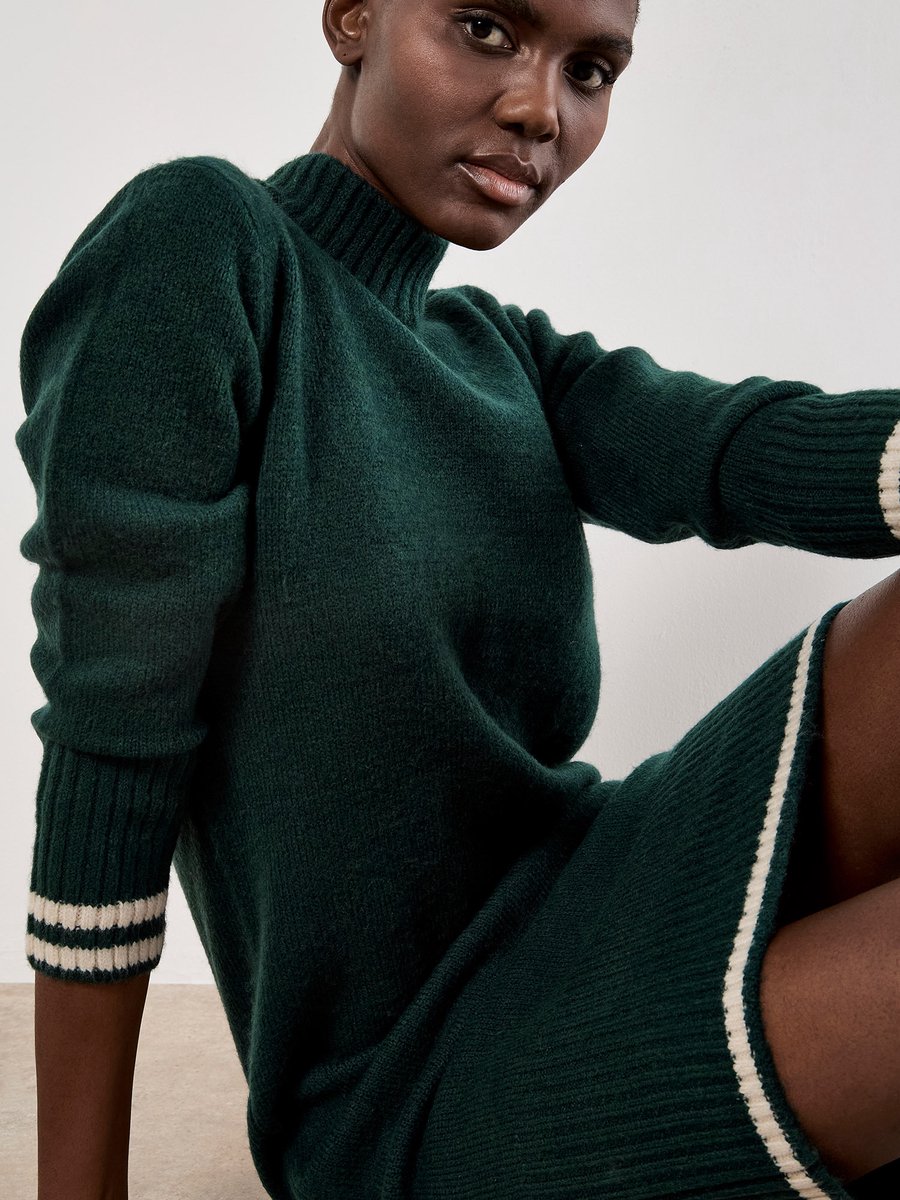 Tipped Knitted Jumper Midi Dress