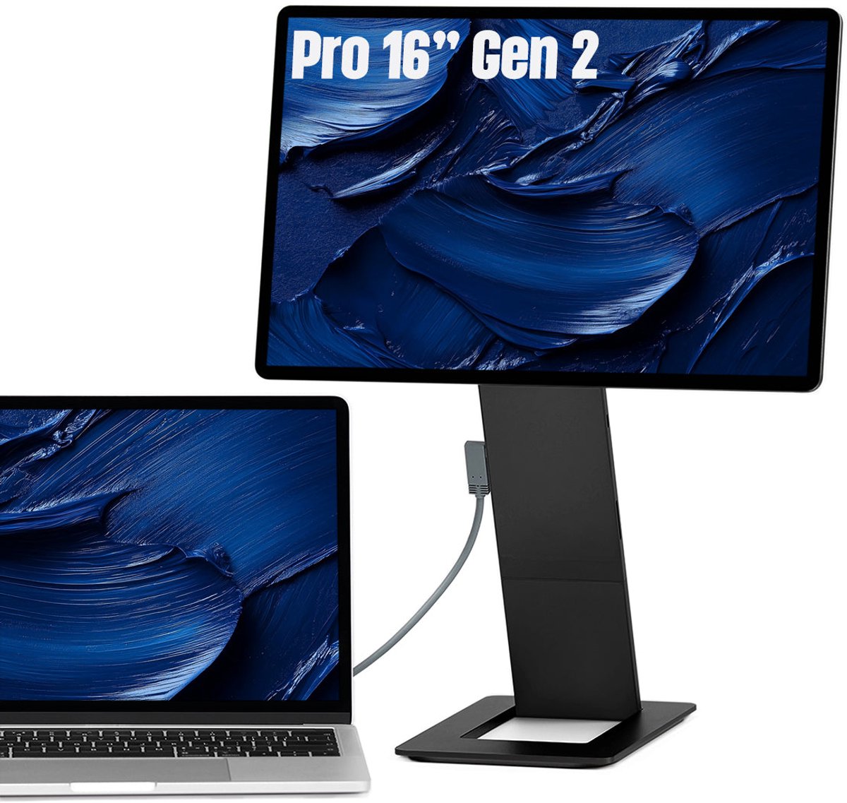 SOTSU® FlipAction Pro 16 inch Gen 2 - Portable Monitor 2.5K - 120 Hz - Draagbare Monitor voor Laptop - Tweede Scherm Laptop - USB-C 65W, Mini HDMI & DisplayPort - 100% DCI-P3 - Aluminium - Granite Grey - Extra Scherm voor Laptop - Draagbaar scherm