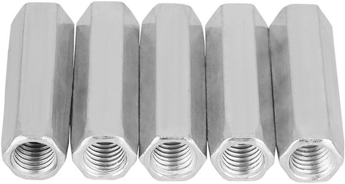 Set van 5 Stuks M10 x 40/50 Lange Zink Geplateerde Stalen Moeren voor Huishoudelijke Apparatuur, Kantoorbenodigdheden en Machines