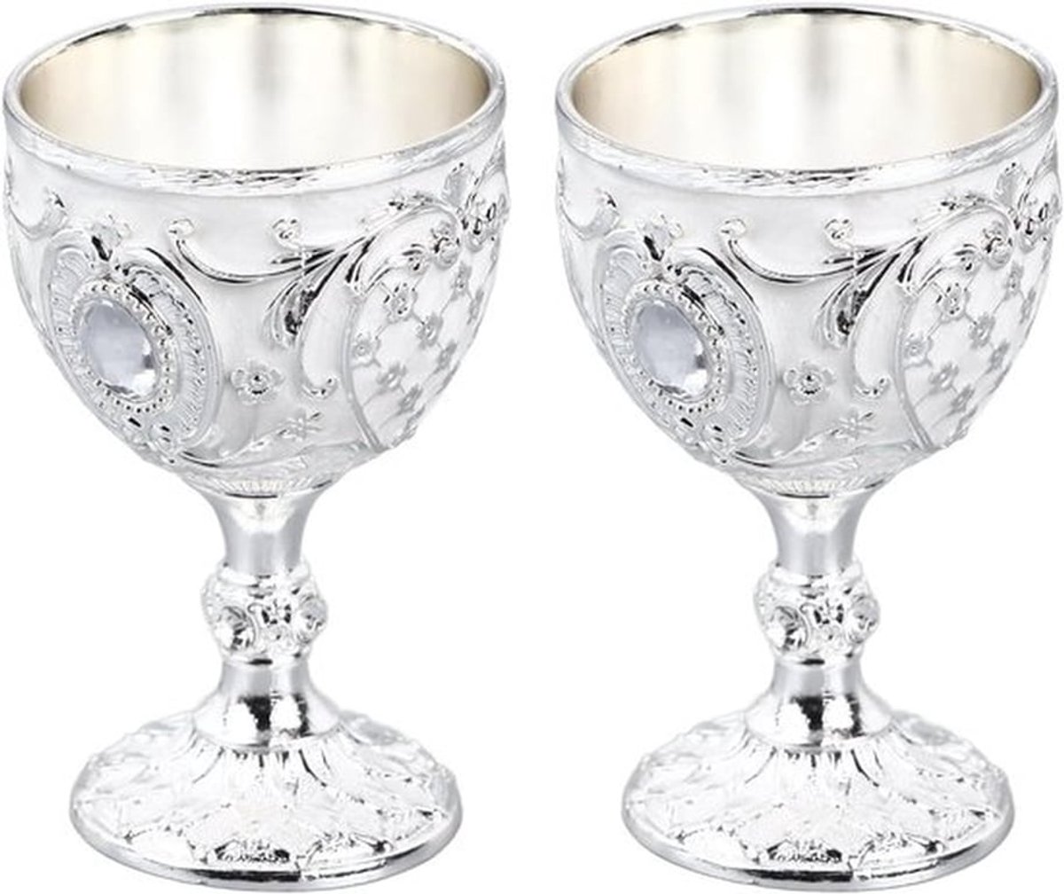 Elegante Vintage Wijnbeker van Metaal met Gegraveerd Ontwerp, Duurzaam en Stijlvol Barware voor Feestjes en Verjaardagen
