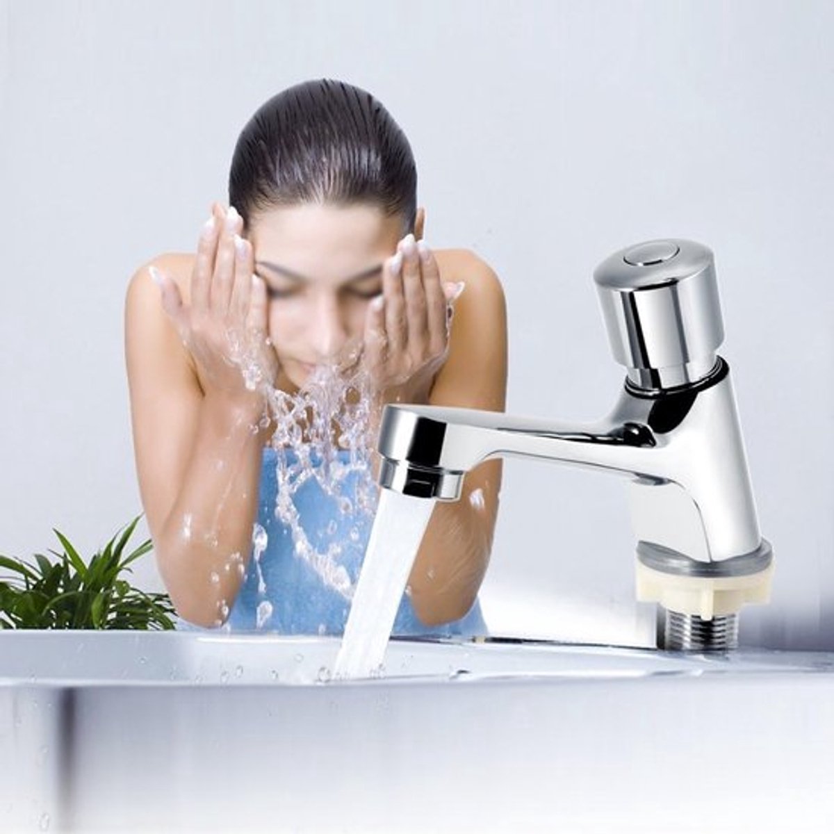 Zelfsluitende waterkraan met één hendel voor keuken en badkamer, roestvrij en duurzaam