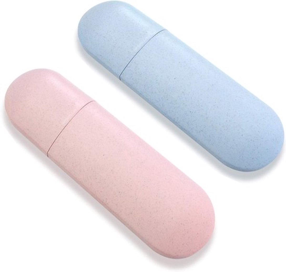 Draagbare Tandenborstel met Tandpasta Deksel - Reis Tandenborstel Doos voor Camping en Thuisgebruik in Blauw en Roze
