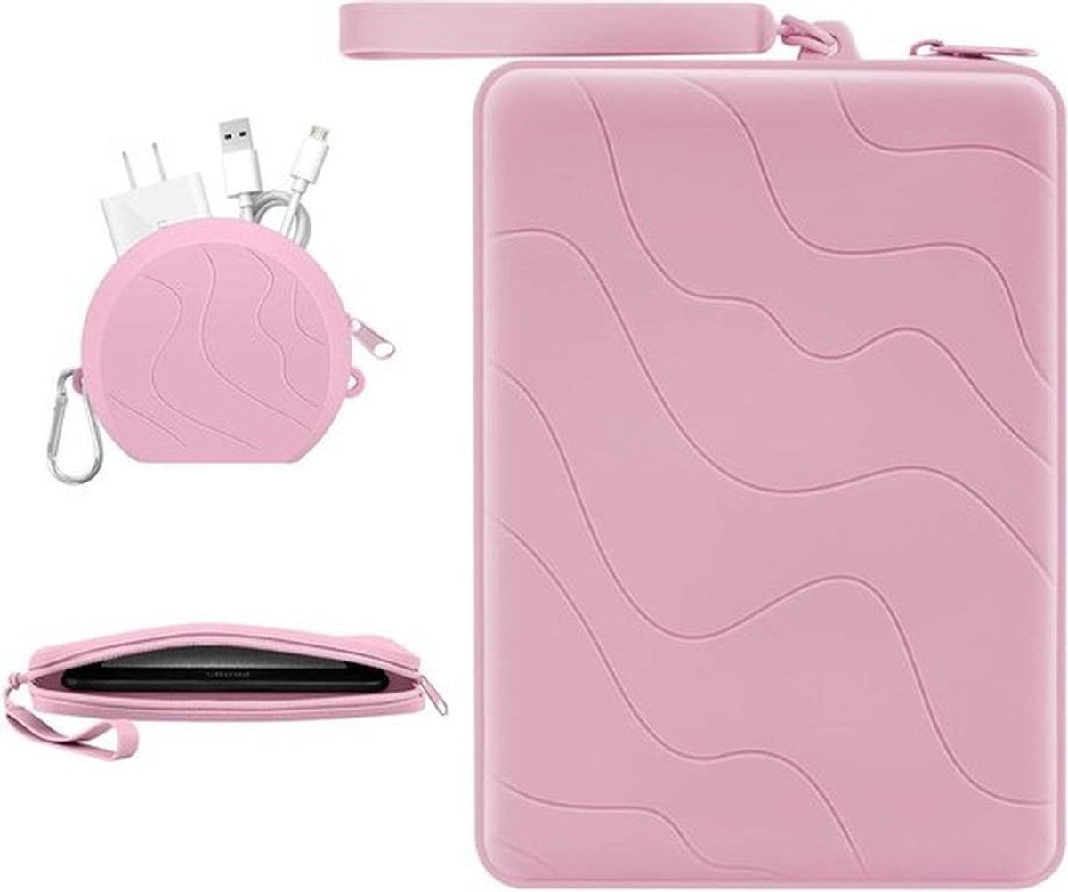 Silicone Clutch Sleeve voor 6-7 Inch E-Readers en Tablets, Multi-Purpose Tas met Accessoirevak, Geschikt voor Kindles, Kobos en iPad Mini 6, Roze