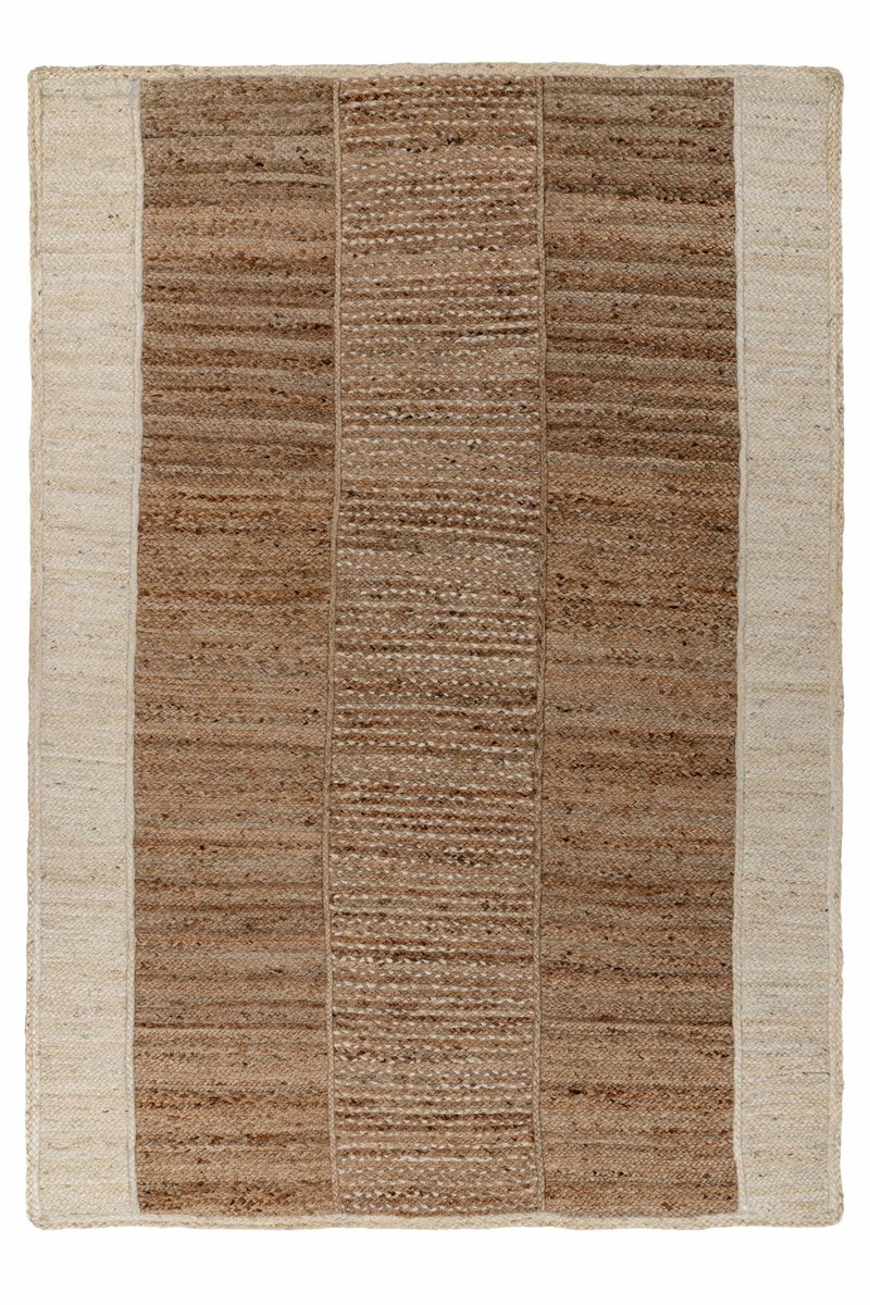 Padiro laagpolig vloerkleed 120 x 170 cm - crème / off-white - vintage patroon - geschikt voor vloerverwarming - van jute