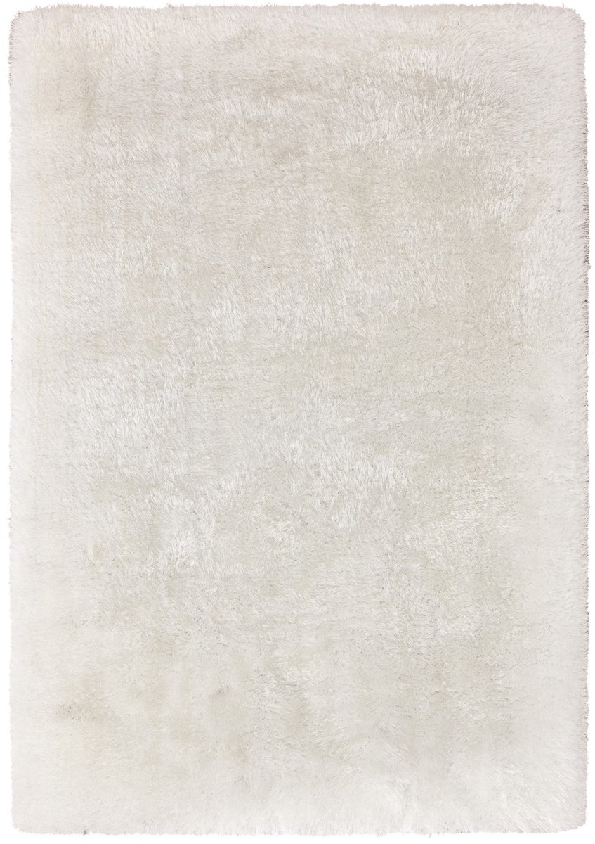 Padiro hoogpolig shaggy vloerkleed 120 x 170 cm - wit - modern effen design - geschikt voor vloerverwarming - van polyester