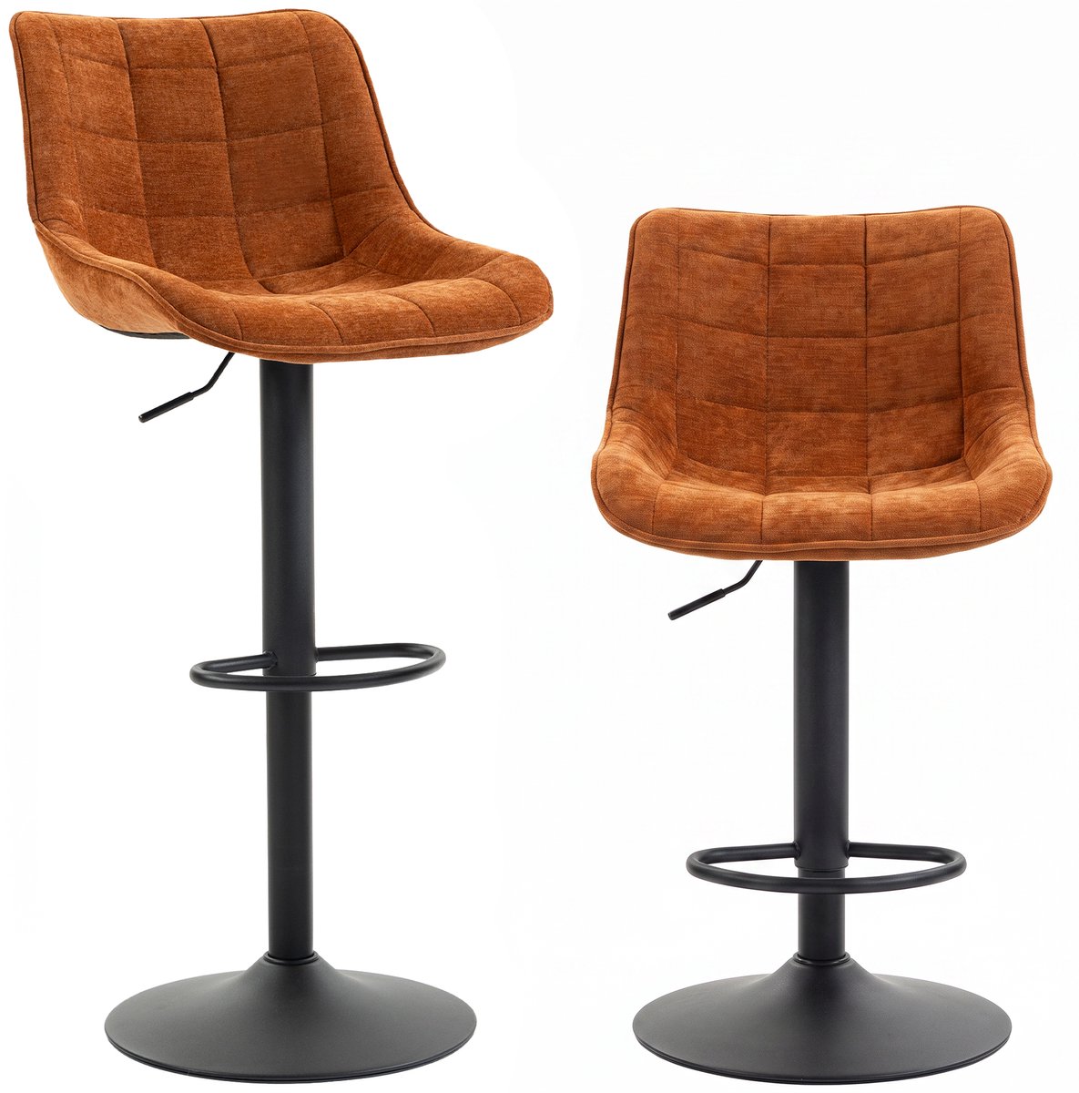 ECTEATOY® Barkrukken set van 2 - Barstoel - Keukenstoel - Verstelbare en Draaibare - Voor keuke en thuisbar - bruin