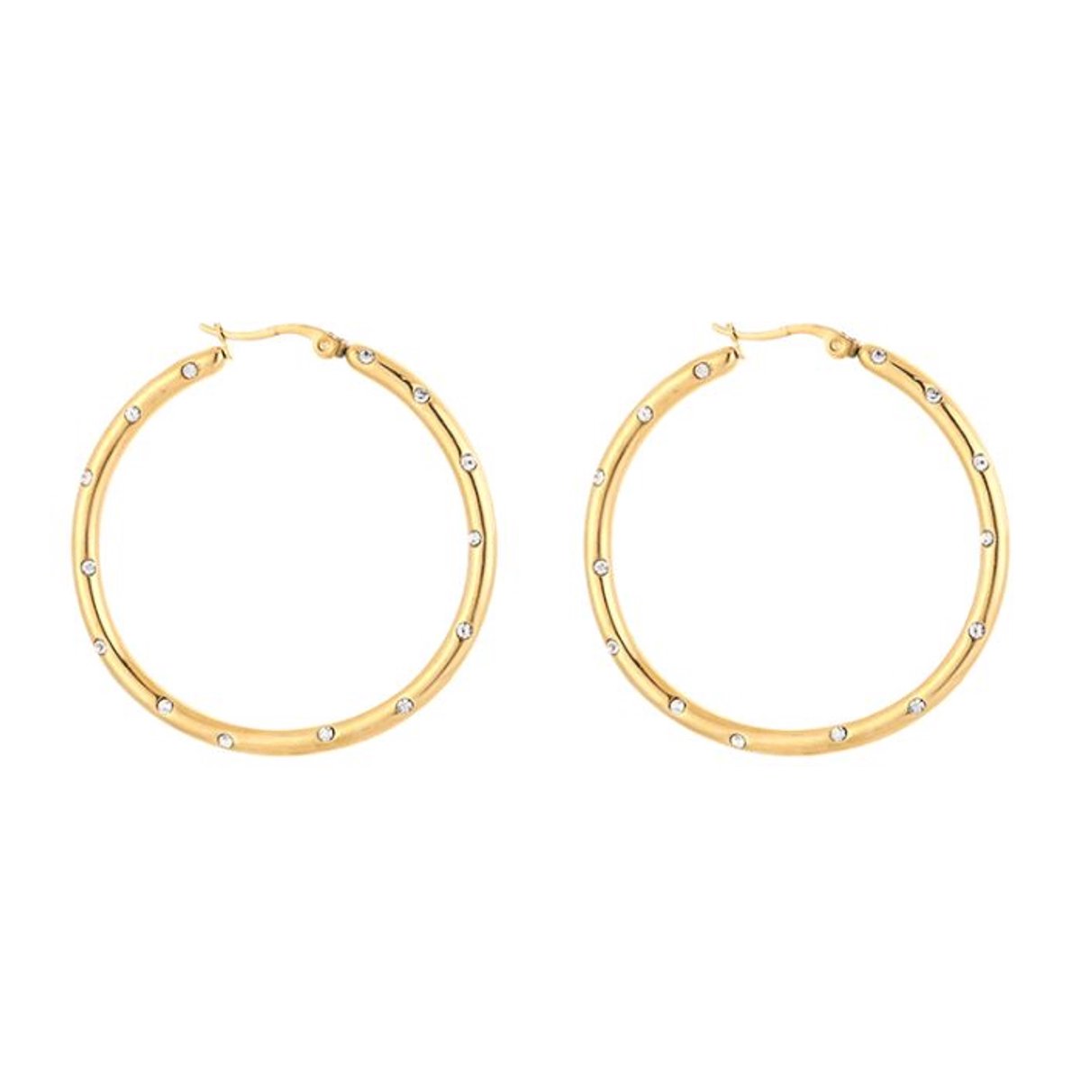 Bijoutheek Oorringen Hoop Strass Zirkonia Goudkleurig