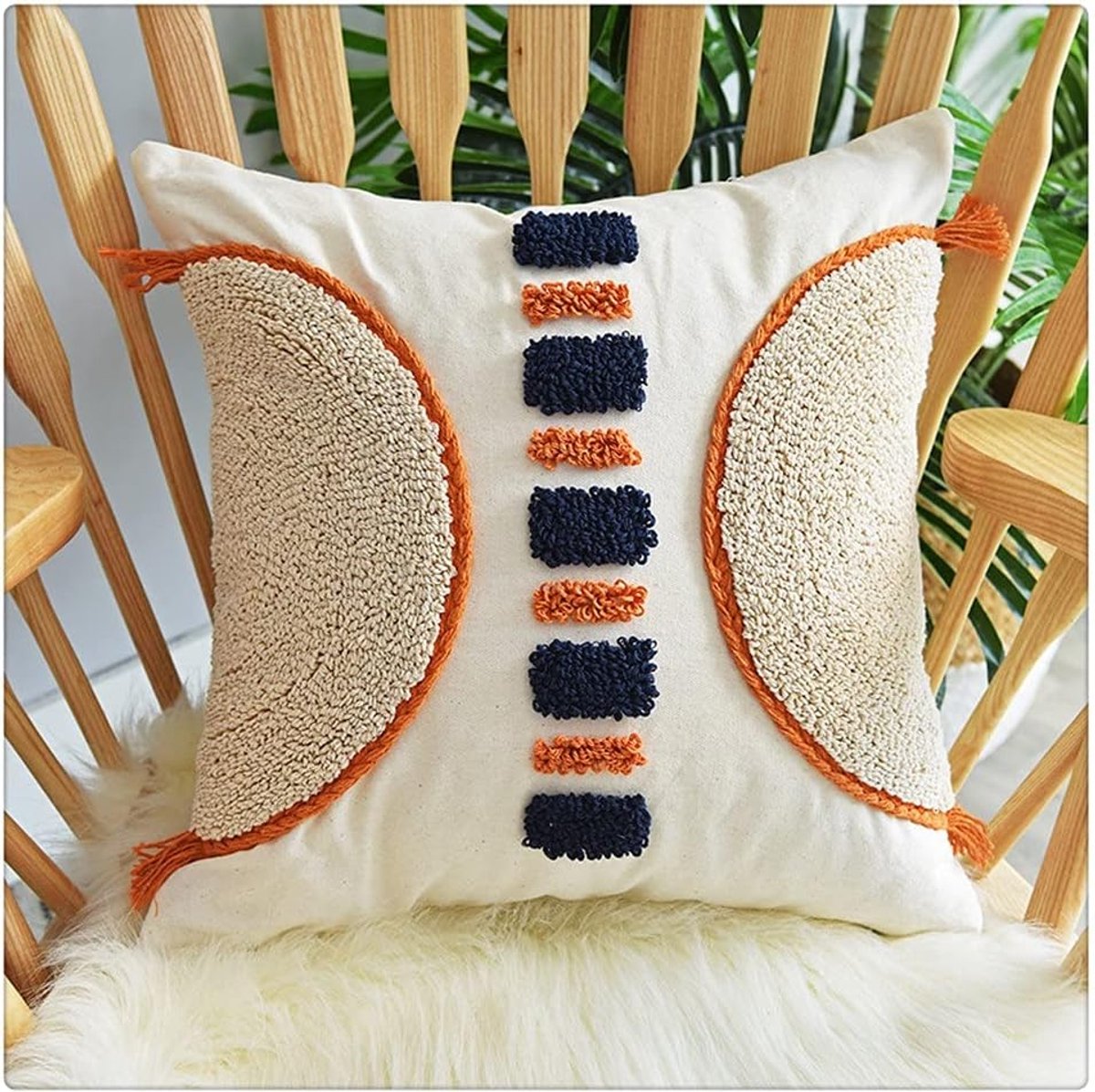 Minimalistische stijl getufte kussenhoes 45 x 45 cm kwastjeskussenhoes handgemaakte kussenhoes woondecoratie woonkamer - ShopVlot