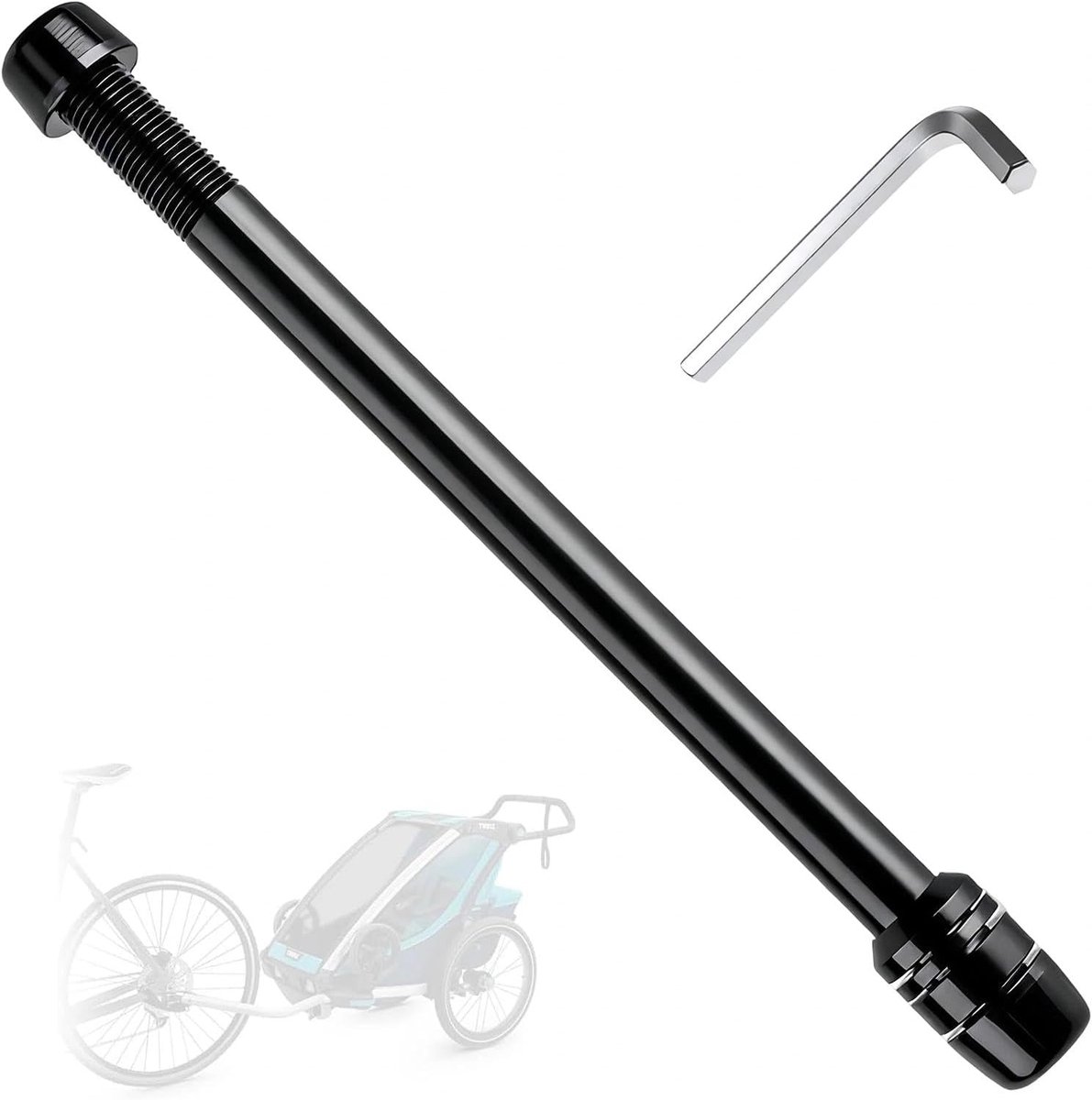 Steekas fietsaanhanger - M12 × 1 - 0 steekas fiets - 166-178 mm verstelbaar - fietsas achterwiel - zwarte steekasadapter aanhanger - voor pendelen - offroad - fietsen
