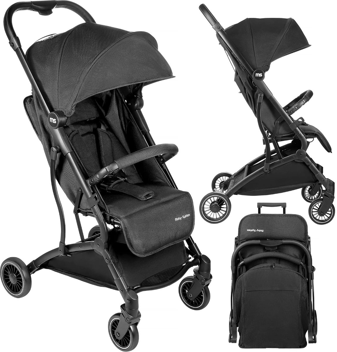 Bol.com Opvouwbare compacte kinderwagen tot 15 kg 6-36 maanden - Vliegtuigkinderwagen - Grote boodschappenmand - Etui en regenfo... aanbieding
