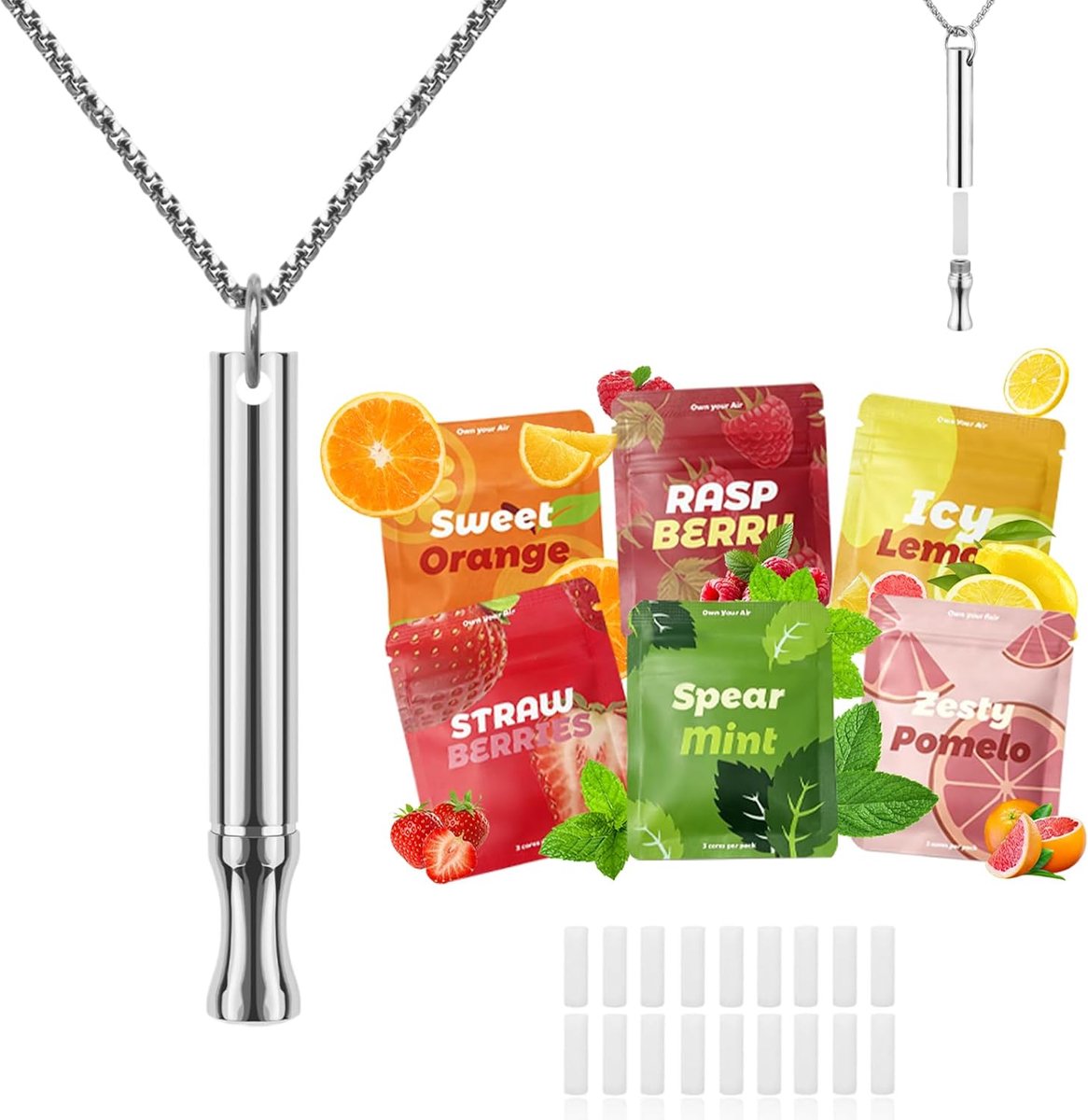 Breathing Necklace with 18 Refillable Flavours in 6 Flavours Portable Sensory Accessory for Considerate Breathing - ShopVlot