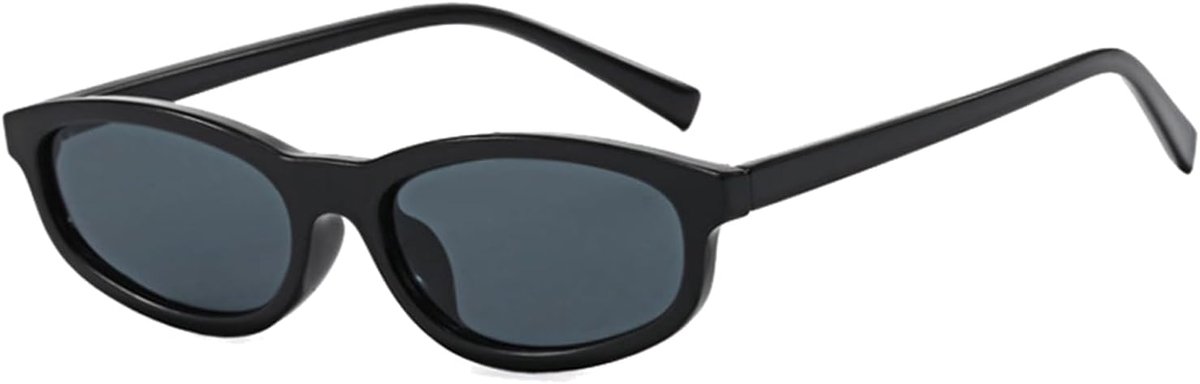 LJCZKA Retro Oval Sunglasses Women Narrow Cat Eye Sunglasses Rectangle Shades 90s Trendy UV400 Protection - ShopVlot