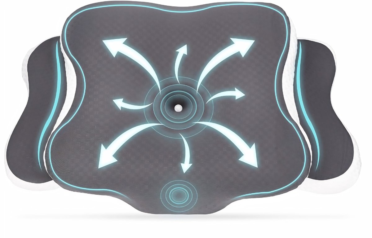 Ploutos® Hoofdkussen Nekklachten - Ergonomisch Hoofdkussen - Voor Zij- en Rugslapers - Grijs - 60cm x 40cm x 10cm