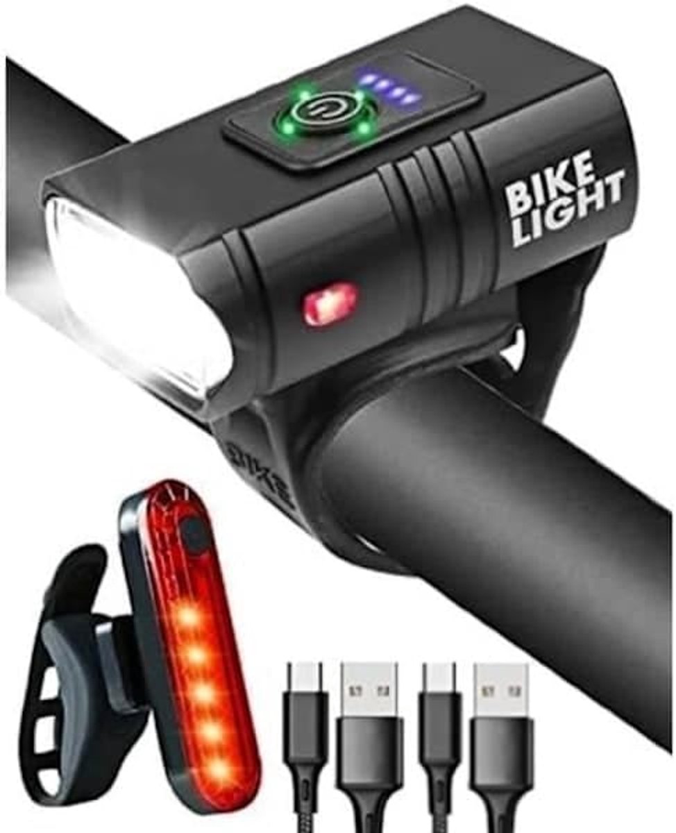 Claoner Fietsverlichting set - USB oplaadbaar - Voor- en achterlicht - Ultra helder LED - Waterdicht - Eenvoudig te installeren