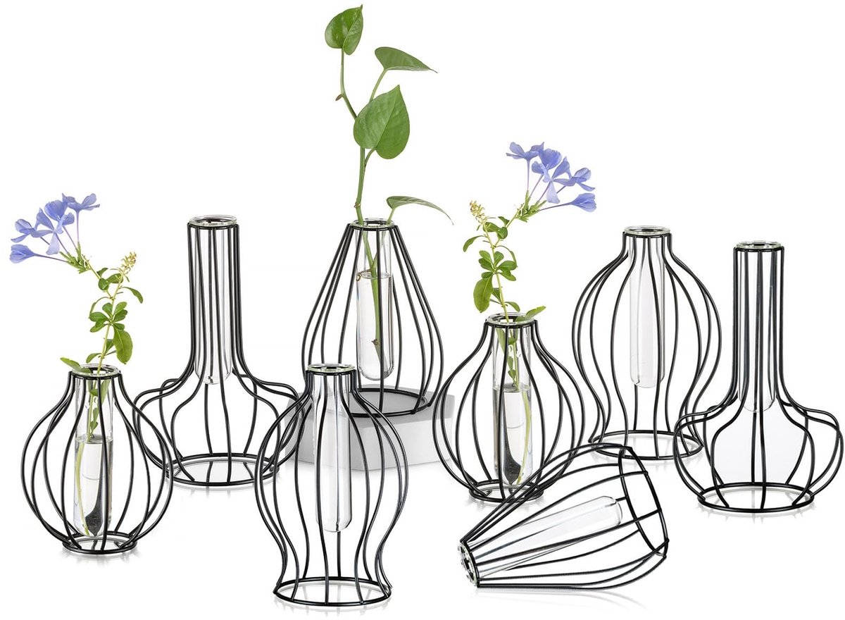 Solidchoice - Set van 8 Mini Geometrische Vazen voor Hydroponische Planten