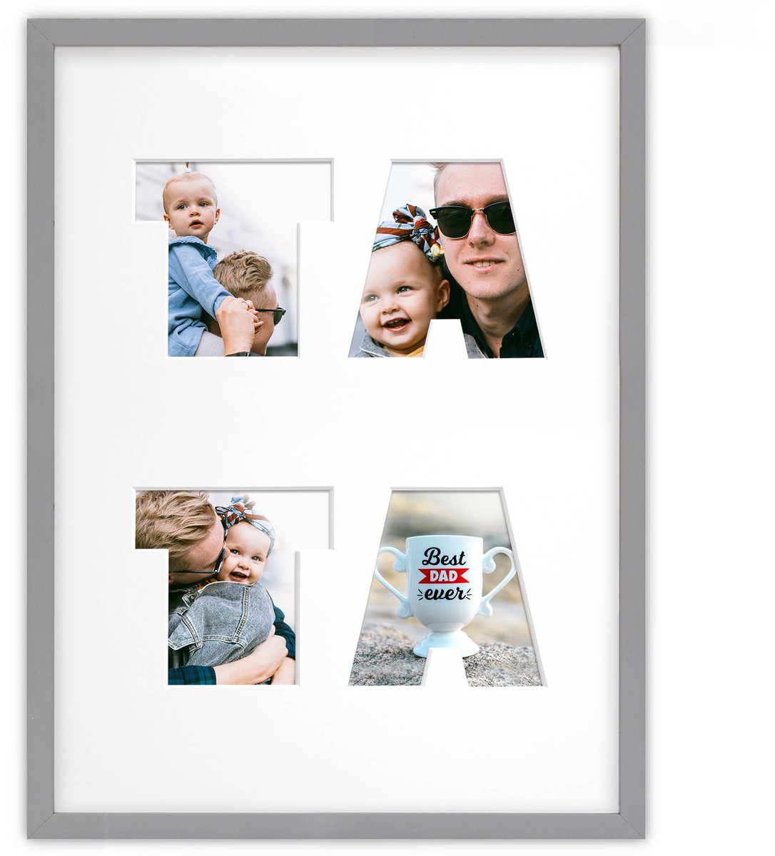 Grijze Houten Fotolijst 30x40 cm voor 4 Foto's