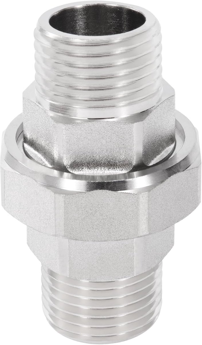 Union-aansluiting, 1,27 cm mannelijk naar 1,27 cm mannelijke schroefdraad, conische schroefaansluiting van messing - ShopVlot