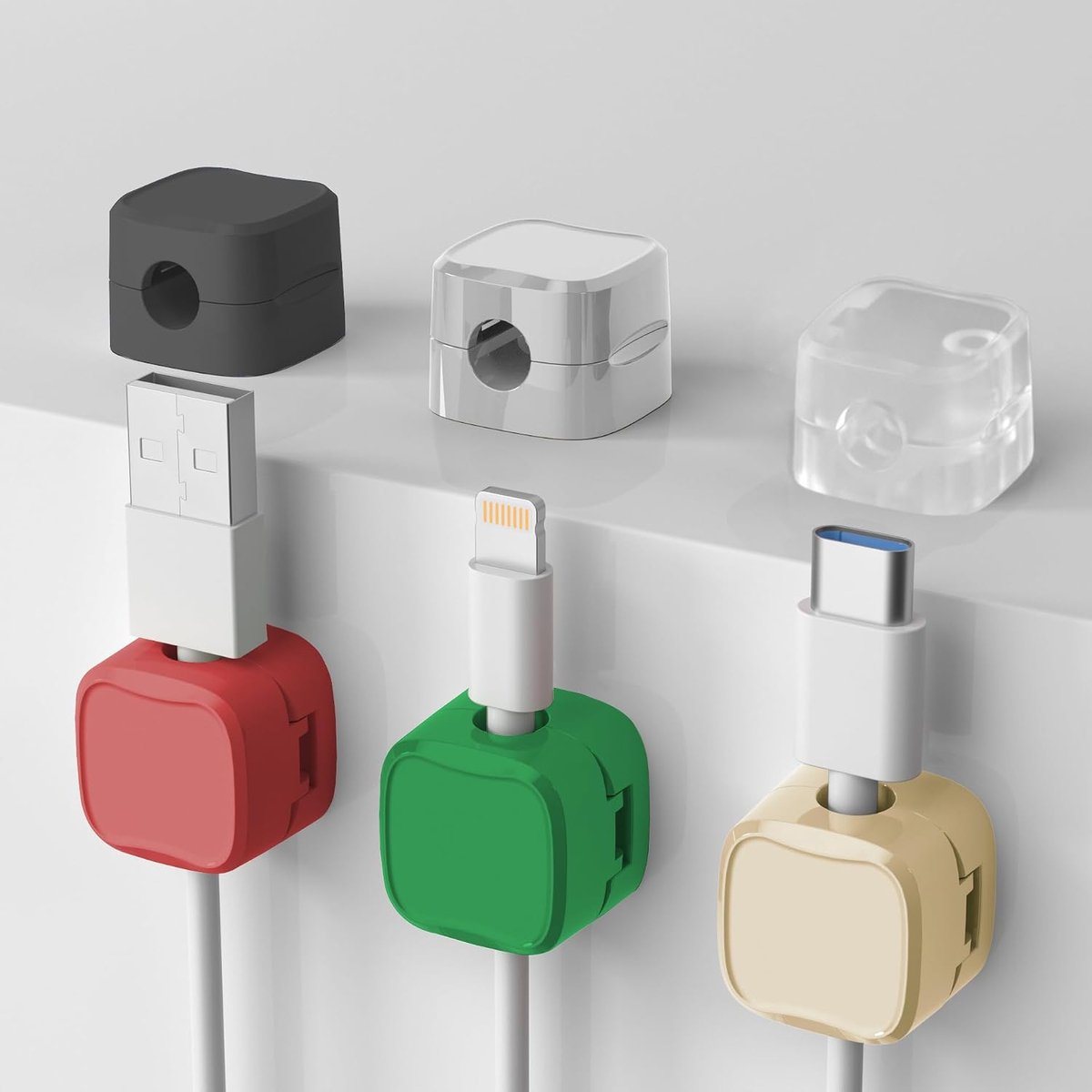 Magnetische Zelfklevende Kabelorganizers, Set van 6, Compact en Herbruikbaar Kabelbeheer voor Kantoor, Huis en Auto - ShopVlot