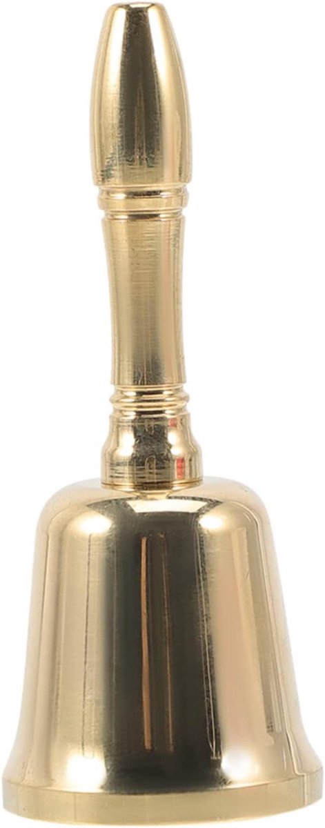 Messing Handbel - Dienstenbel Restaurantbel - Aandacht Trekken - Luid Helder Geluid - 7.5 x 3 x 3 cm - Geel