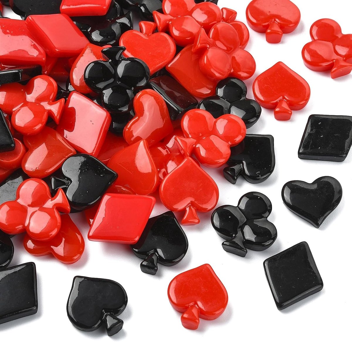SnelShoppen - 80 Stuks Speelkaart Vormige Plakstenen Hars Cabochons voor DIY Sieraden en Craft Decoratie - 8 Stijlen, Krasbestendig, Glanzend, Voor Sc