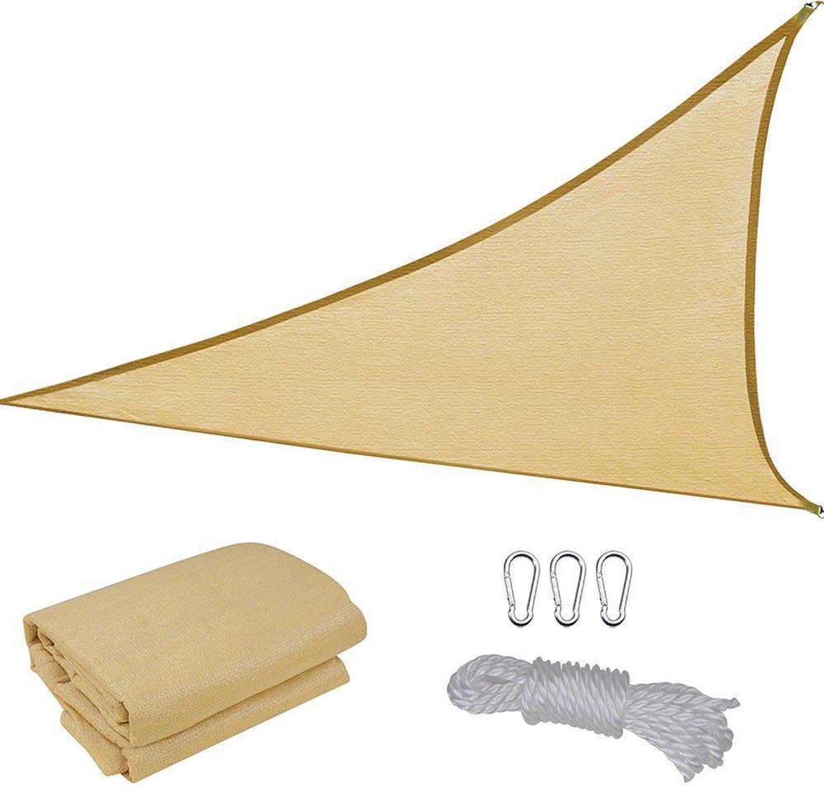 Zonneschermzeil – Driehoekige luifel – Zonnescherm -Zonwering – UV-bescherming – 2 x 2 x 2 m – Geschikt voor pergola's, achtertuinen en veranda's – Beige