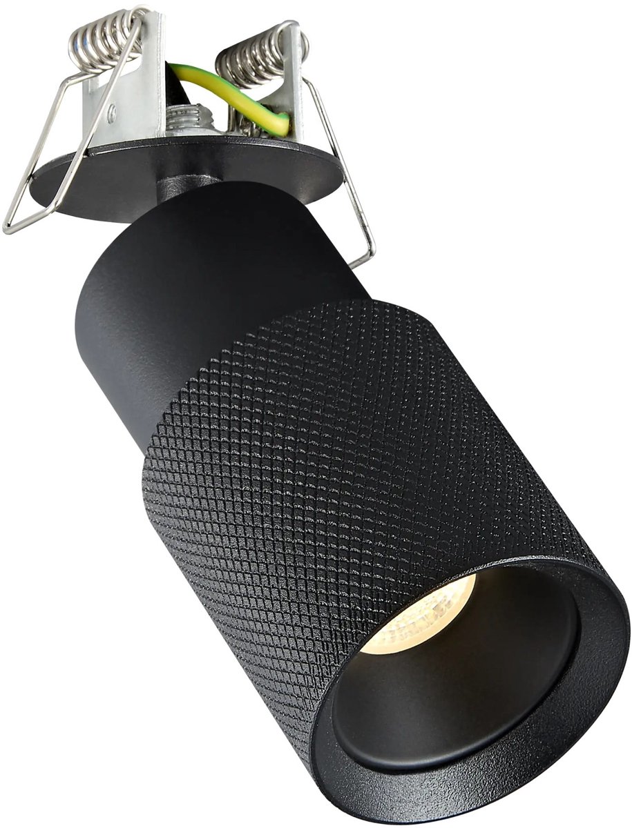 Fantasia Nysal inbouwspot in zwart aluminium, dimbaar, met 1 lichtpunt voor GU10 MR11