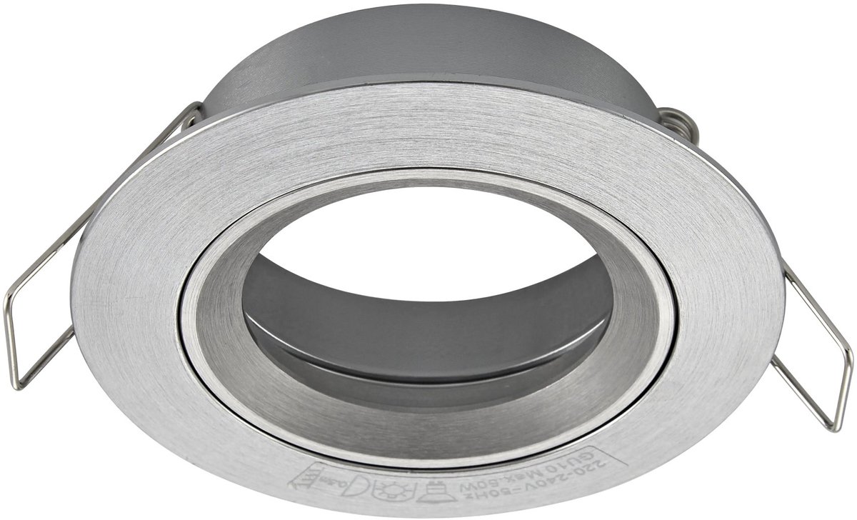 Saturn inbouwspot, vast model, GU10-fitting (lamp niet inbegrepen), geborsteld staal, diameter 80 mm, IP20