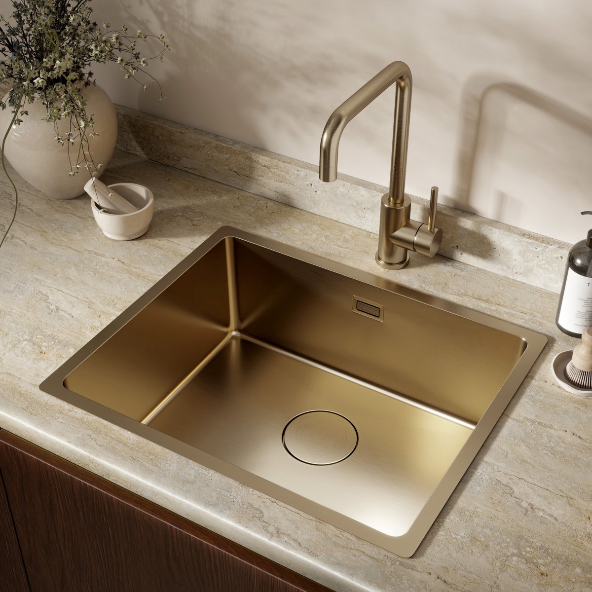 LOMAZOO Spoelbak Keuken Supreme - 50 x 40 cm - Goud - RVS