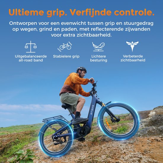 ENGWE E26 3.0 Pro Elektrische Fiets, 26‑inch vette band, 100Nm Koppel, Middenmotor, 720Wh Afneembare Accu, 135km Actieradius, 4‑Staaf Veringssysteem, Slimme APP E‑fiets voor Stad en Off‑Road, Grijs — afbeelding 2