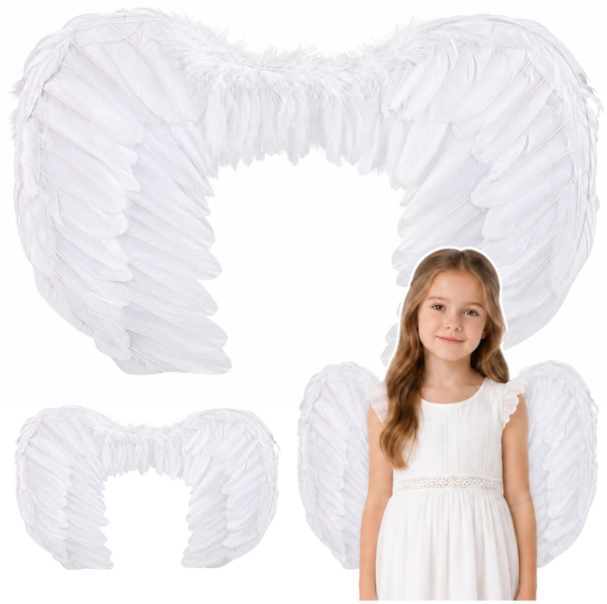 Veer engelenvleugels voor kerststal carnaval kostuum voor kinderen 54 x 35 cm