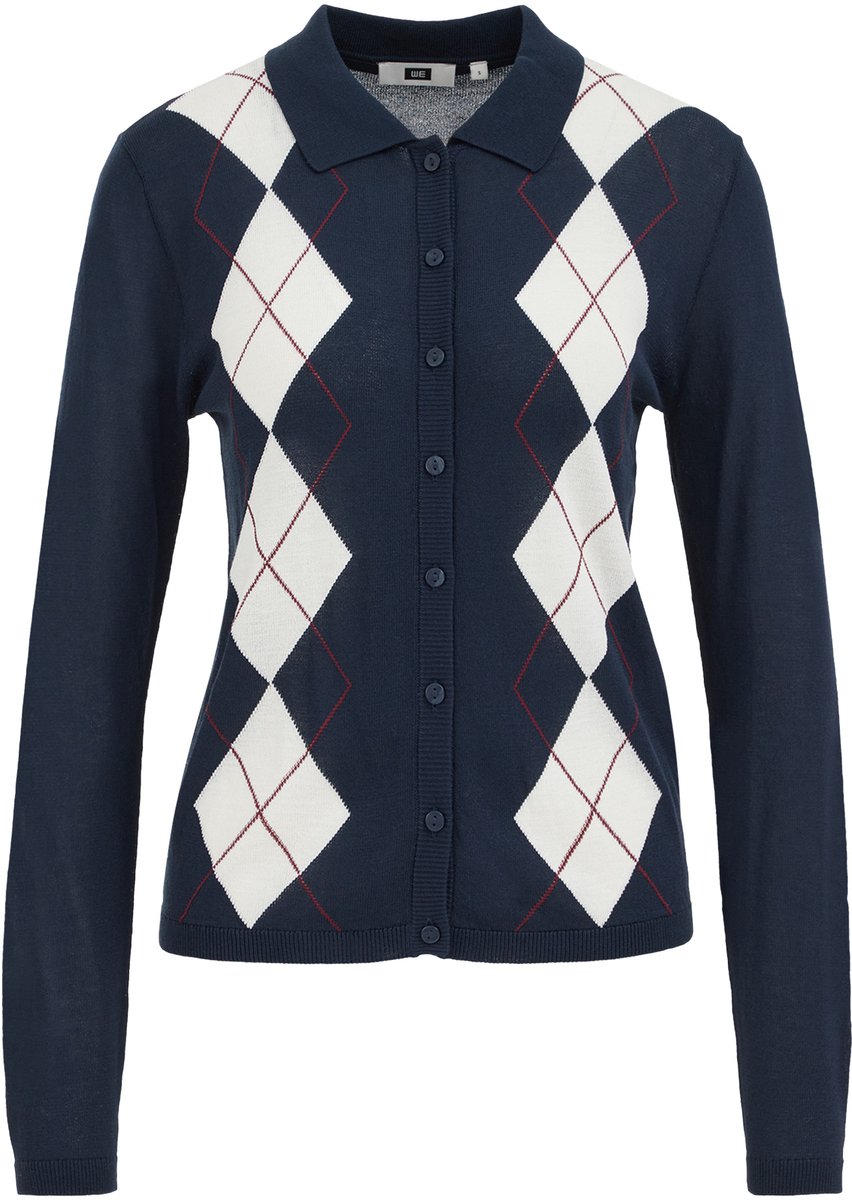 WE Fashion Dames fijngebreid vest met ruit