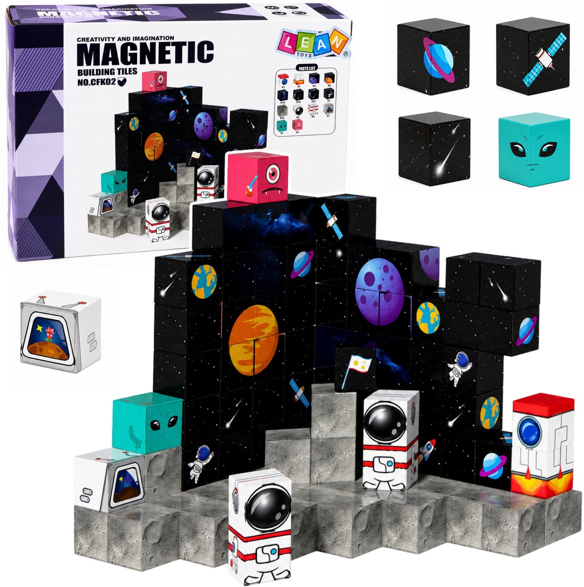 Set magnetische blokken kubussen kubussen pixels 3d ruimte 100 stuks.