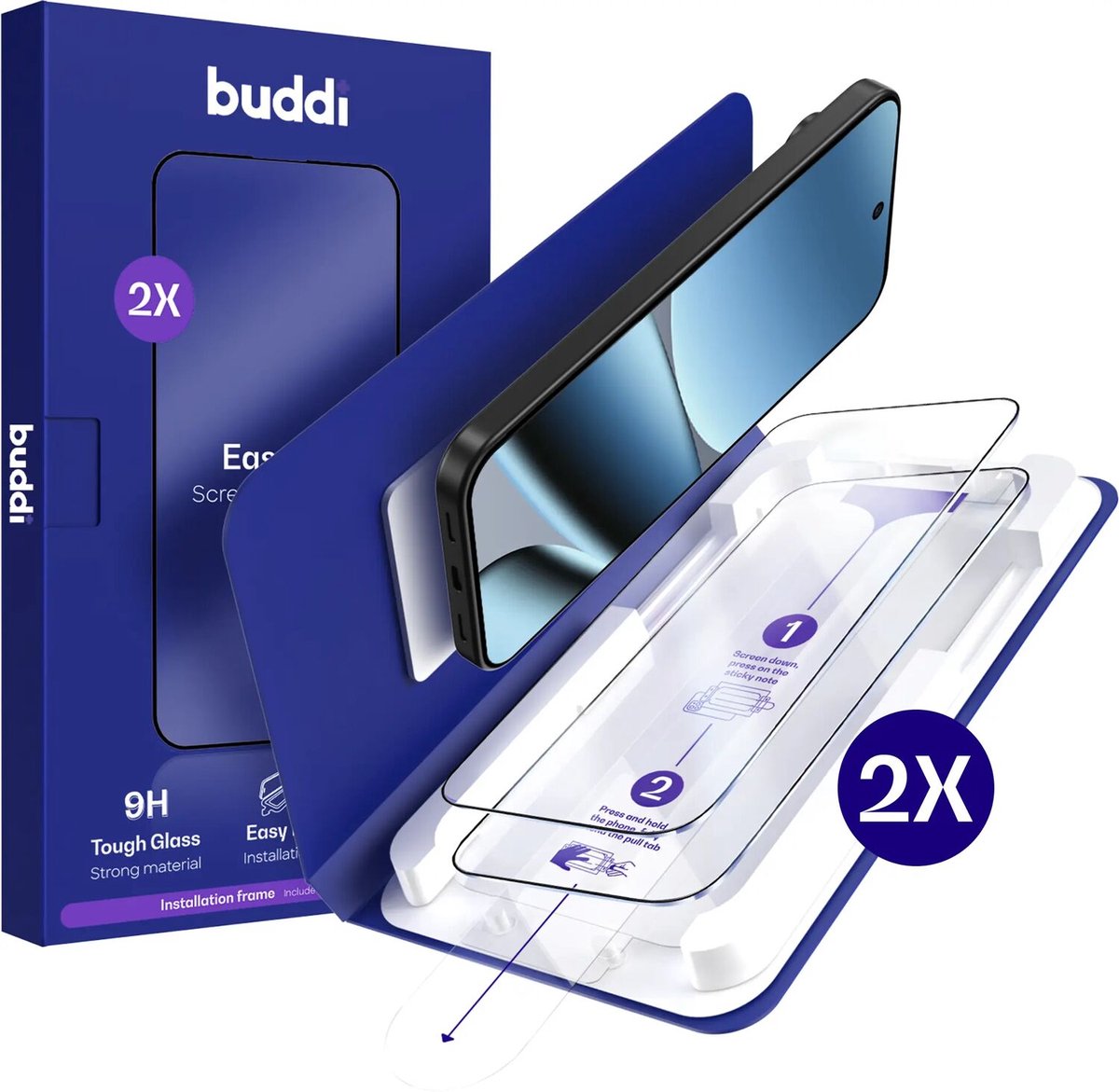 2-Pack Screenprotector Geschikt voor Google Pixel 11/11 Pro - Buddi Easy Fit Tempered Glass met Installatietray - 9H+ Gehard Glas - Case Friendly Glasplaatje - Eenvoudige montage