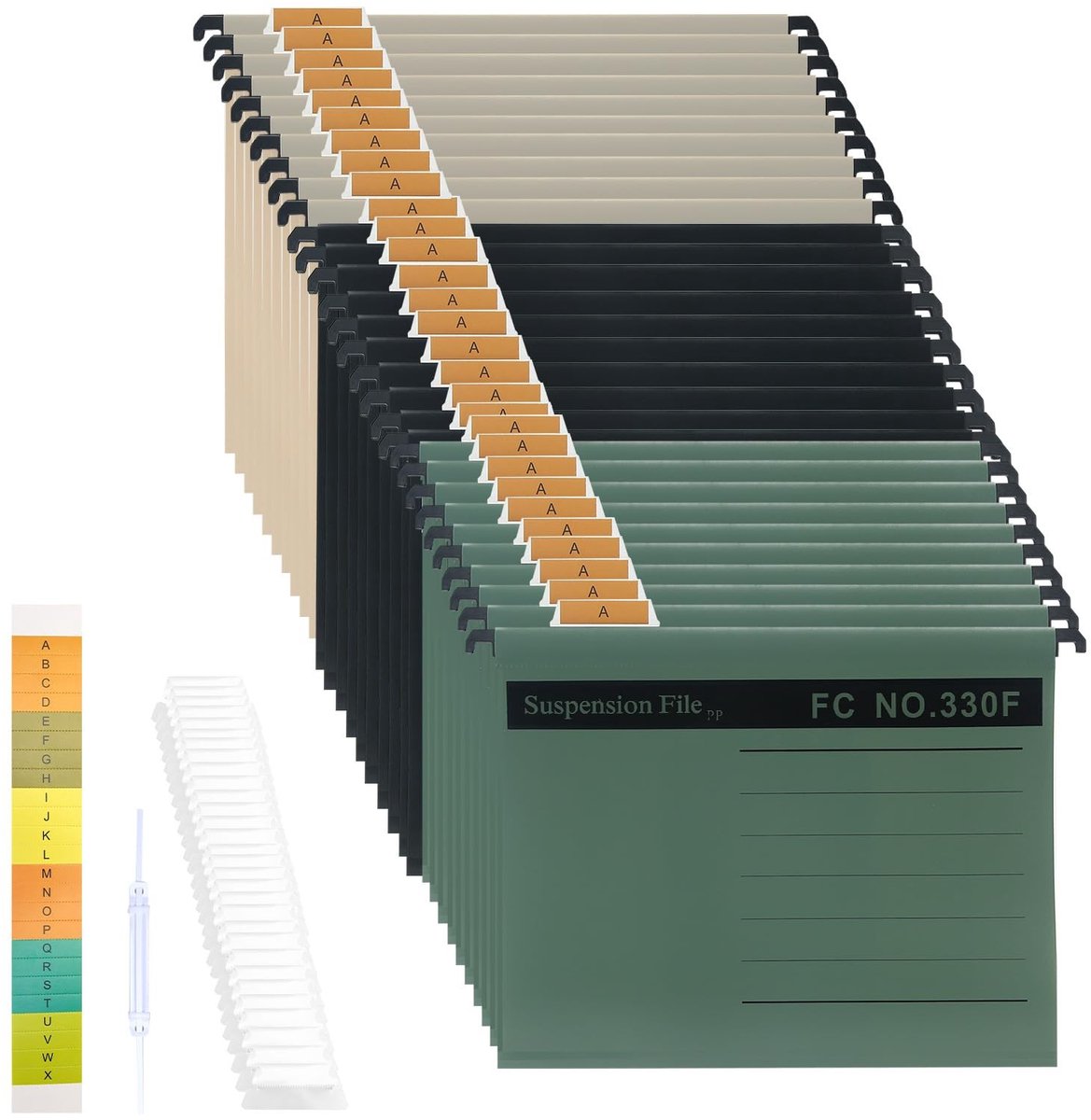 Solidchoice - 30 Stuks Foolscap Hangmappen - Met Tabs en Kaartjes voor Organisatie