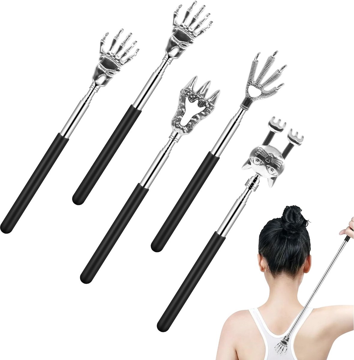 Solidchoice - Telescopische Rugkrabber van Roestvrij Staal, 5 Stuks