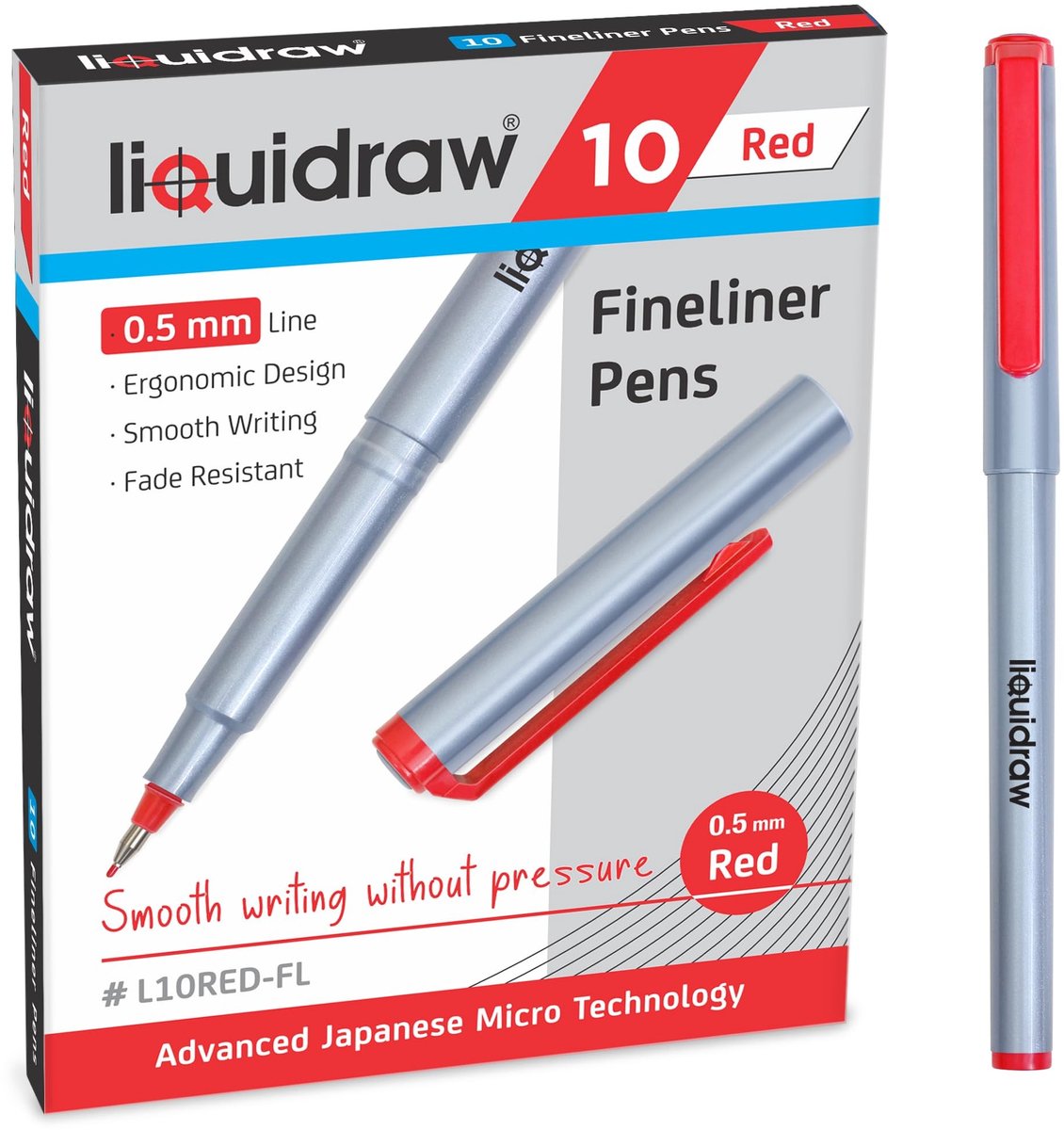 Solidchoice - Set van 10 Rode Fineliner Pennen voor Kunstenaars