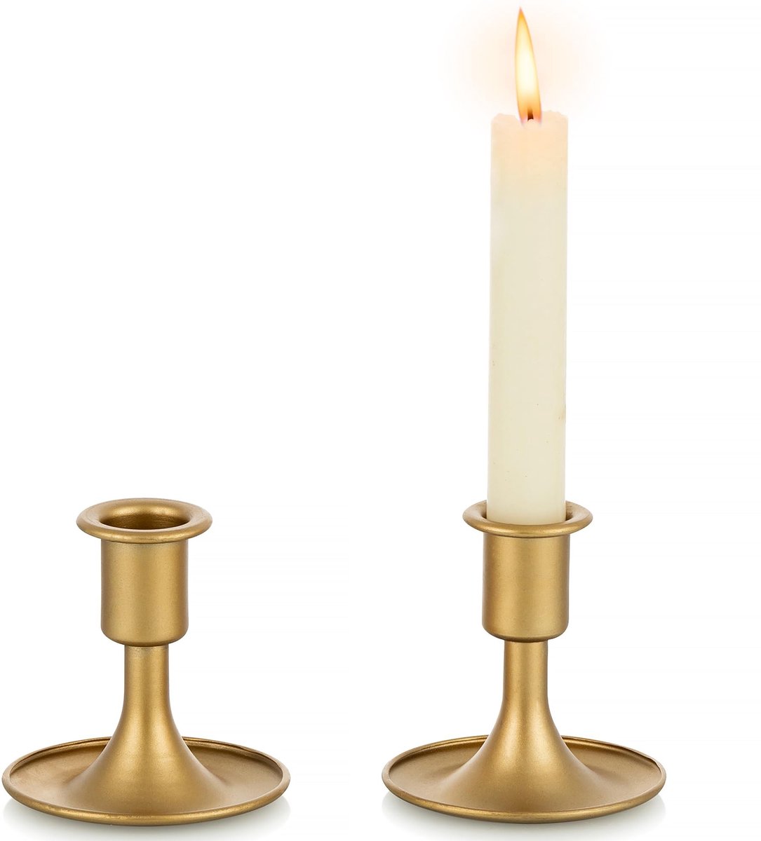 Solidchoice - Set van 2 Gouden Kaarsenhouders voor Taper Kaarsen