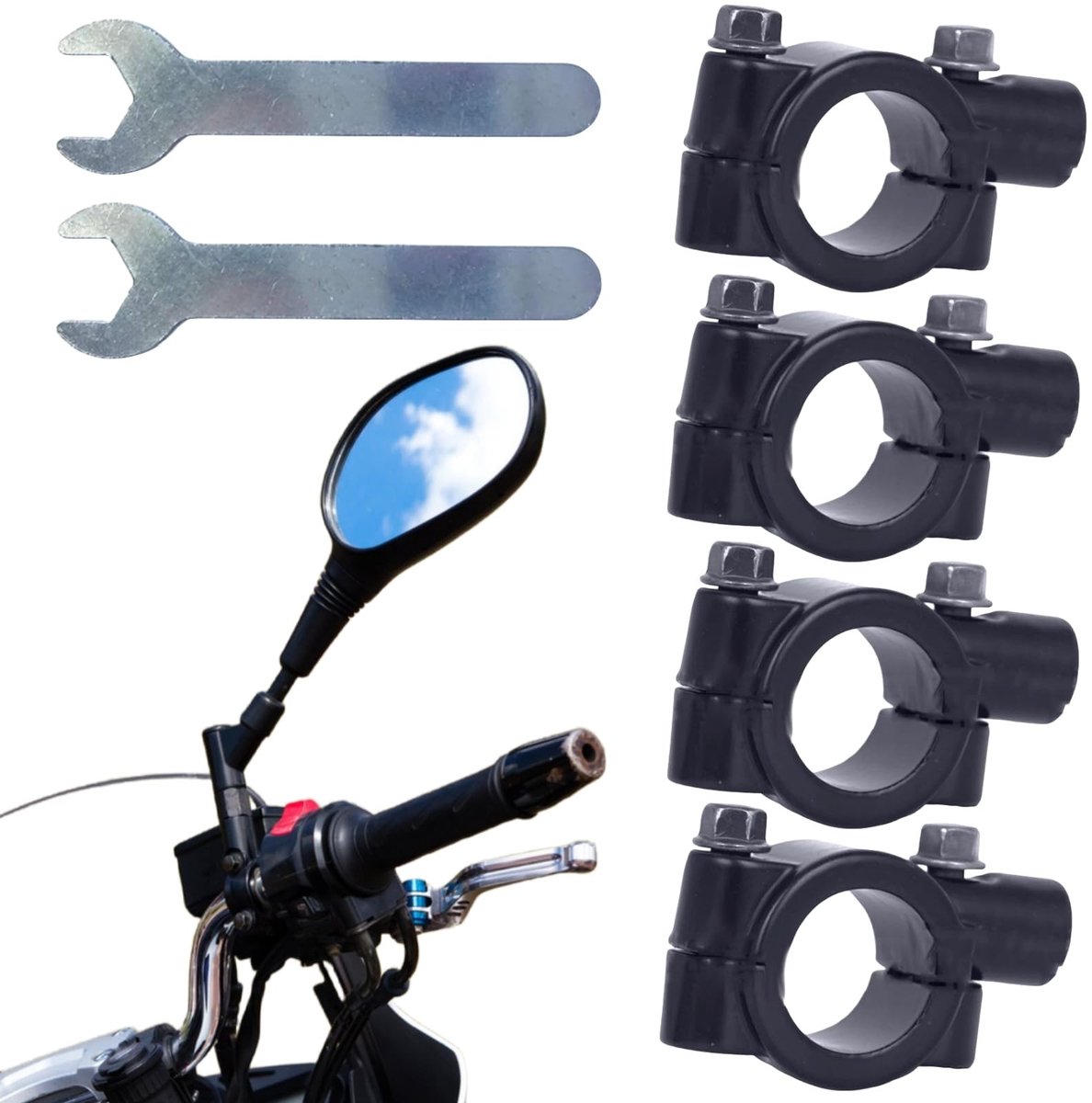 Solidchoice - Set van 4 Motorfiets Spiegelhouders voor 22mm Stuur
