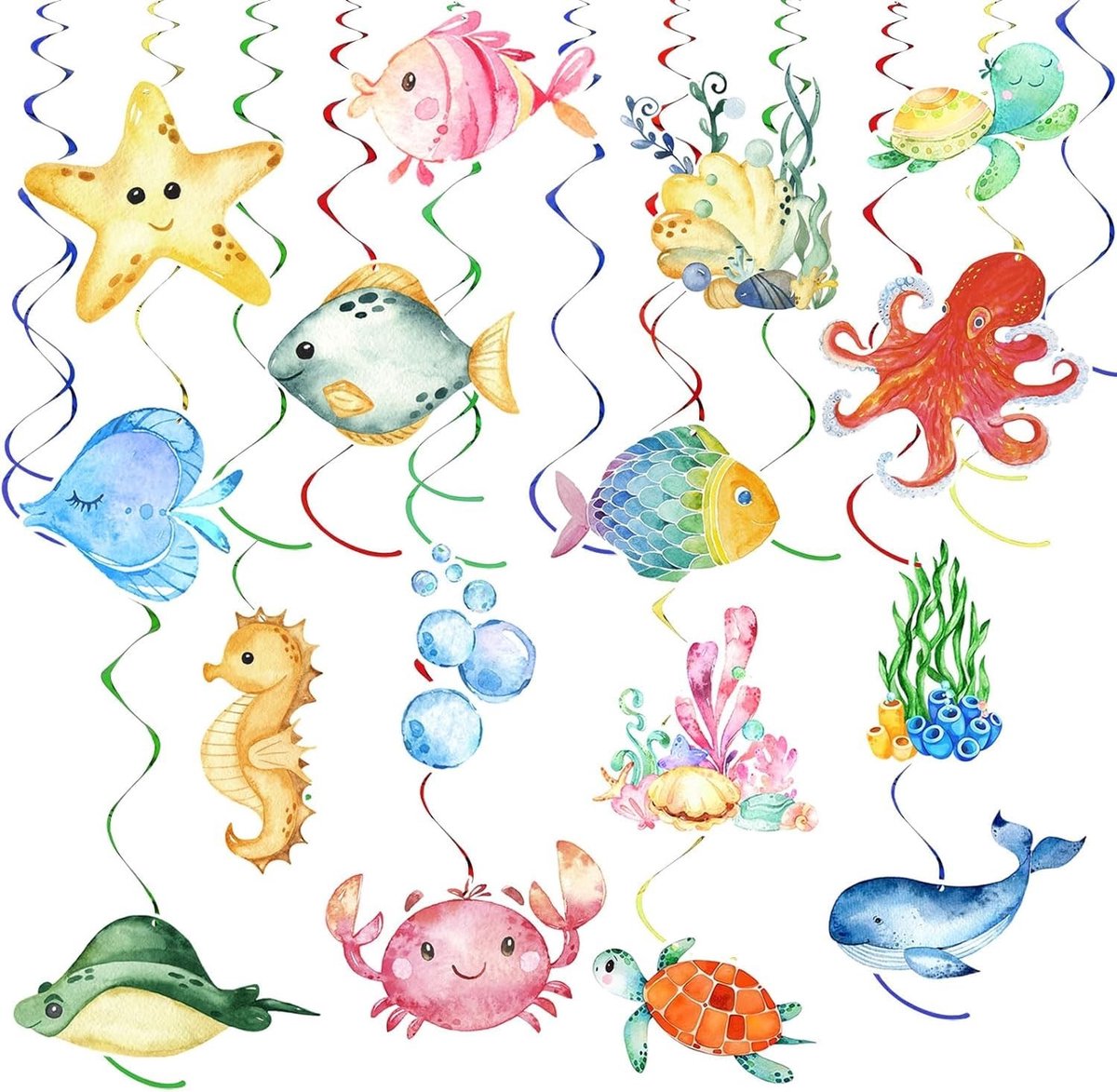 Solidchoice - 36 Stuks Tropische Vissen Hangende Decoratie voor Kinderverjaardag