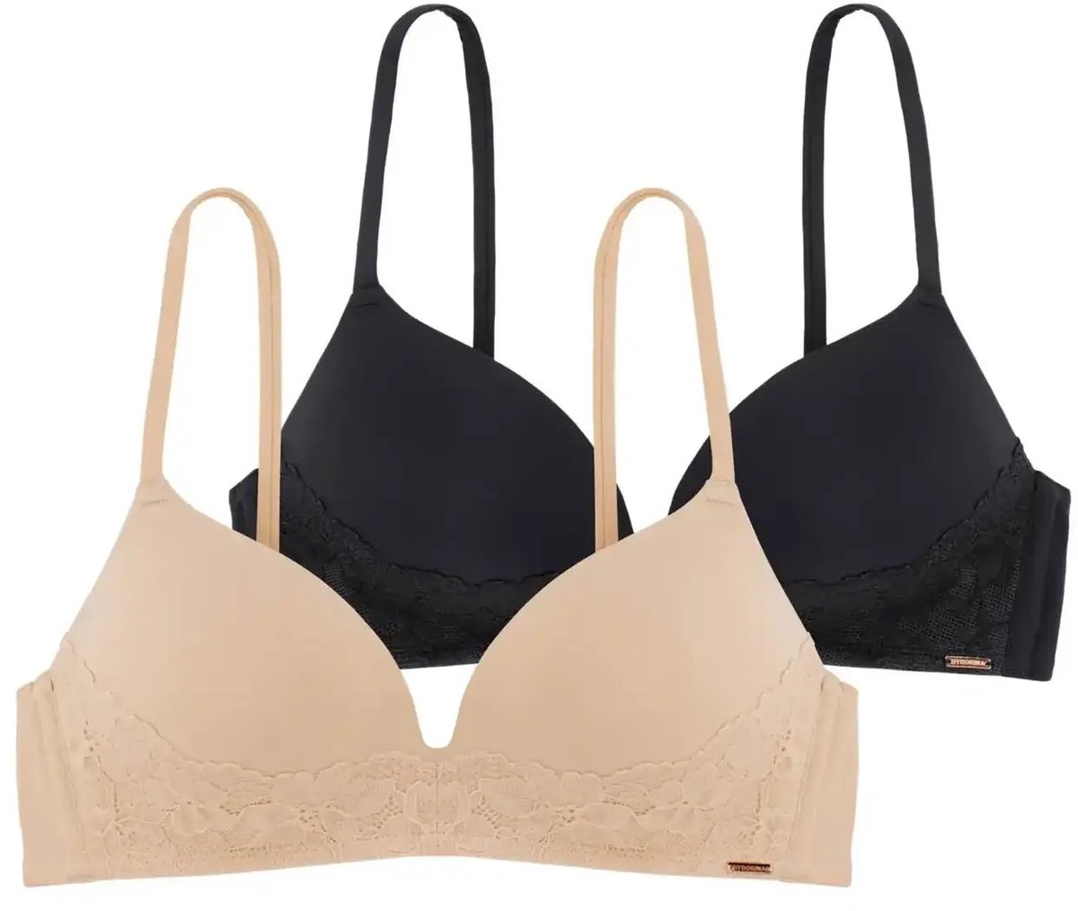 Dorina 2-pack voorgevormde BH zonder beugel - Fili Lace - Kanten T-shirt bh zonder vulling - 85A - Zwart