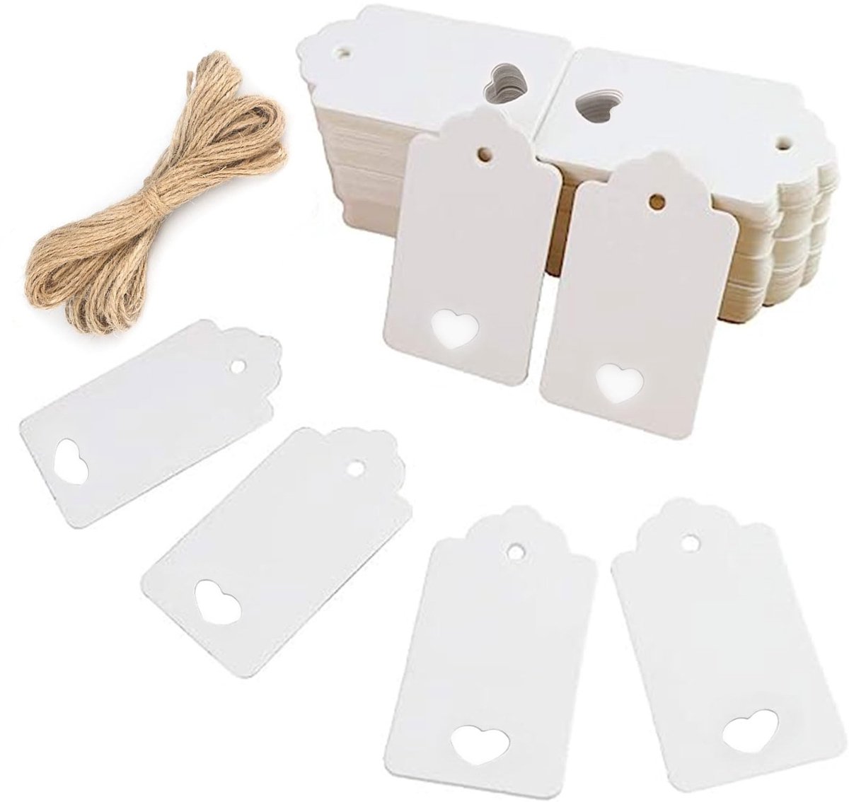 Solidchoice - 100 Stuks Cadeaulabels met Jute Touw