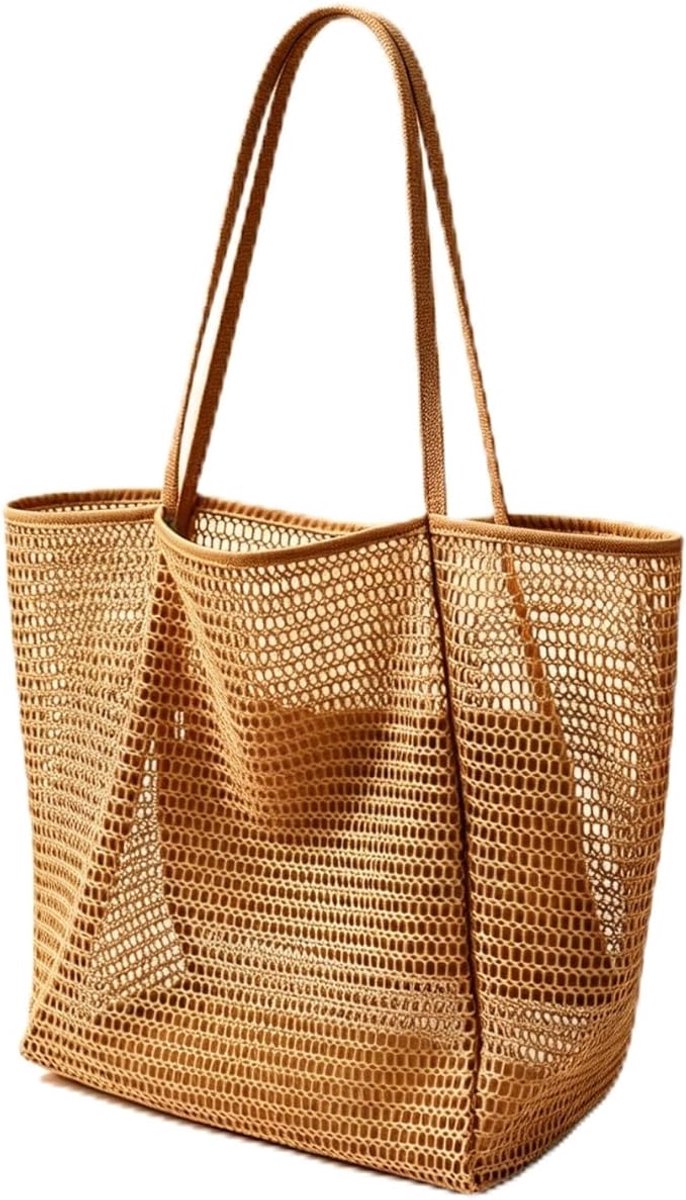 Grote strandtas van nylon net, opvouwbaar, ideaal voor strand, picknick en winkelen, geschikt voor gezinnen en dagelijkse pendelaars