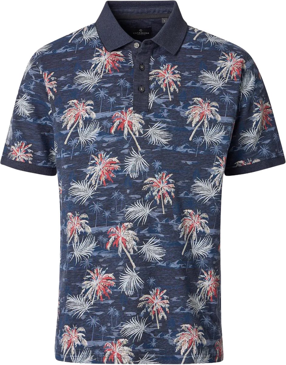 CASA MODA comfort fit heren polo - blauw dessin