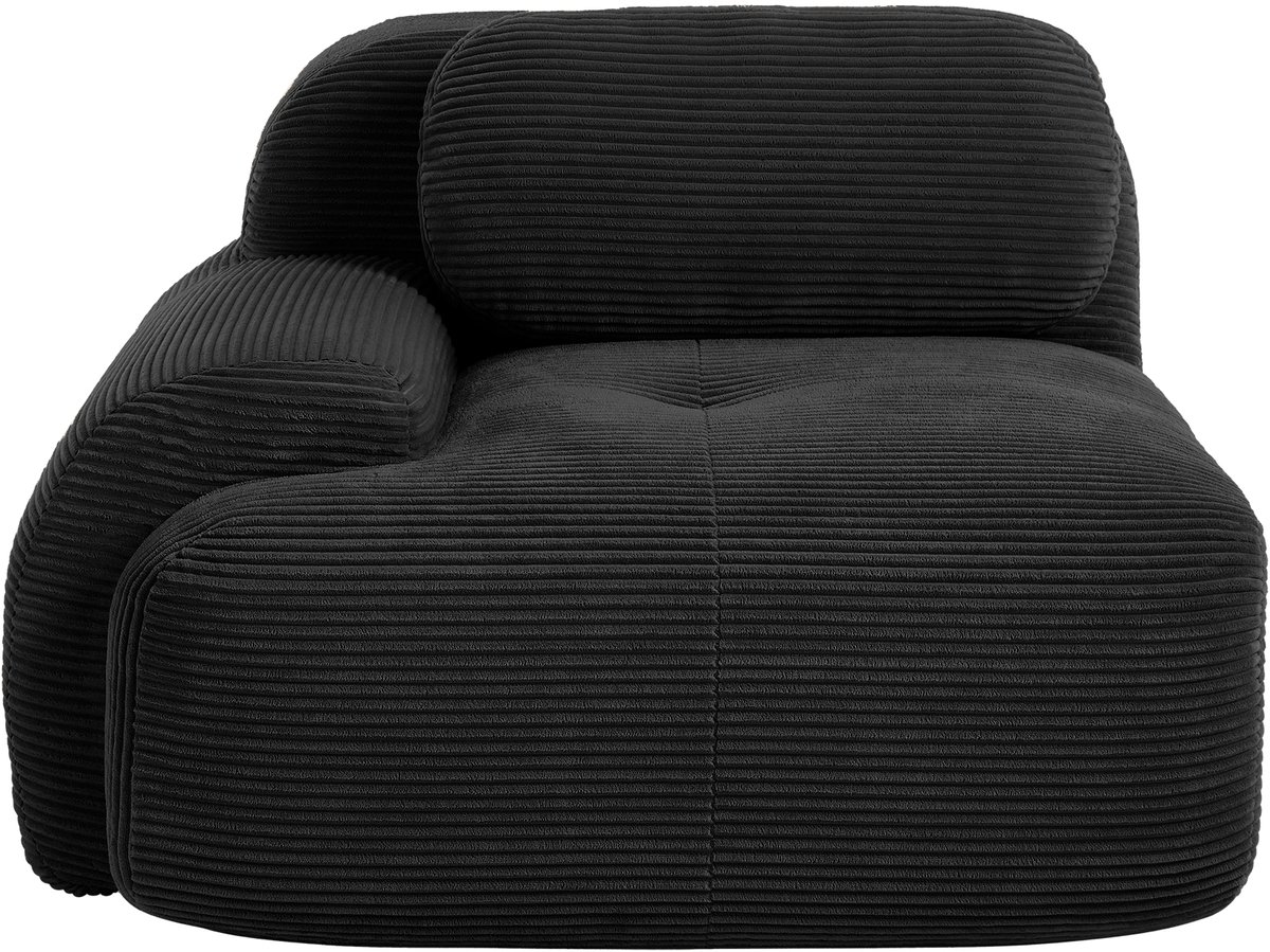 Modulaire Hoekbank - 1-Zits Corduroy Lounge Fauteuil Met Rond Armleuning - Zachte Ribstof Bank Zonder Montage - Comfortabele Relaxstoel Voor Woonkamer - Zwart