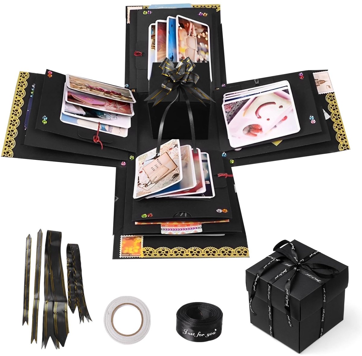 DIY verrassingsdoos 24x24x24 cm - 5-laags zelf te maken fotoboek verrassingsdoos voor kerst verjaardag jubileum liefde - inclusief zoekwoorden: handgemaakt, cadeau.