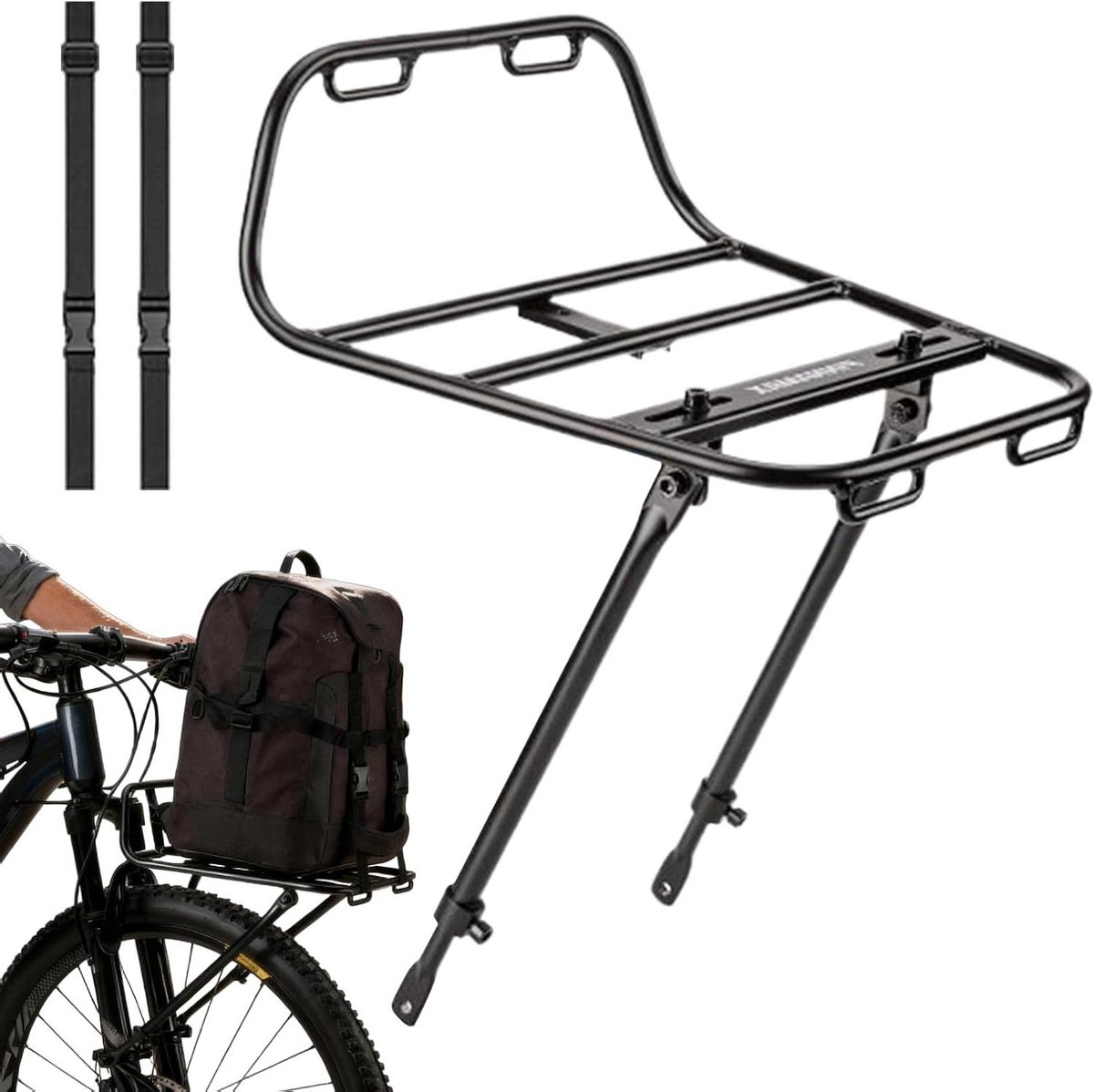 Fiets Voorrek - Fietsdrager Aluminium - Fietsen Transport - Verstelbare Houder - 61-74 cm - Zwart