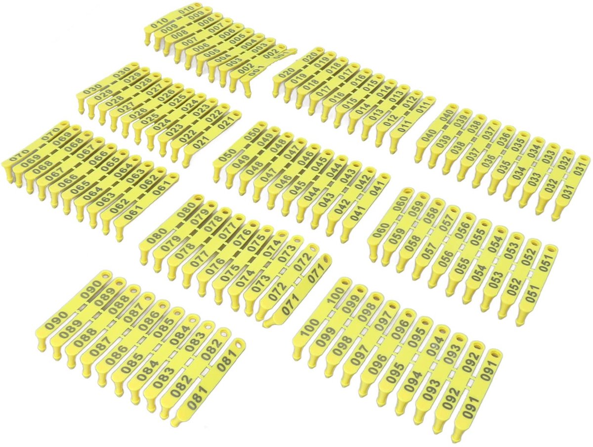 Solidchoice - 100 Stuks Schapenoorlabels met Cijfers voor Dierenidentificatie