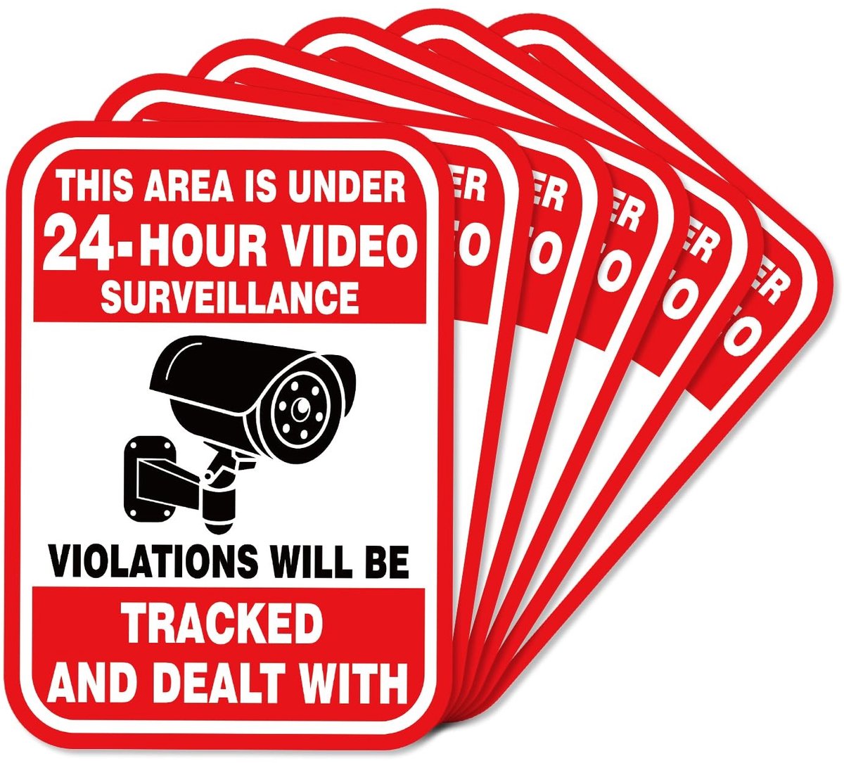 6 stuks videobewakingsstickers, 17,7 x 12,7 cm, sterke klevende camera-opnameborden, beveiligingscamerabord, camerabewakingsbord voor thuis- en voertuigbeveiliging
