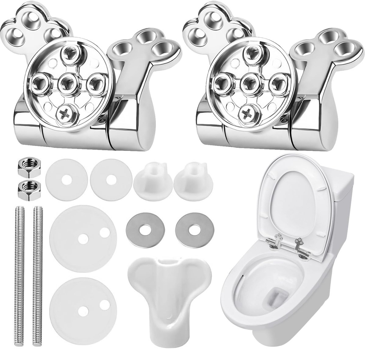 Solidchoice - Set van 2 Zinklegering Toiletzittingen met Soft-Close Mechanisme